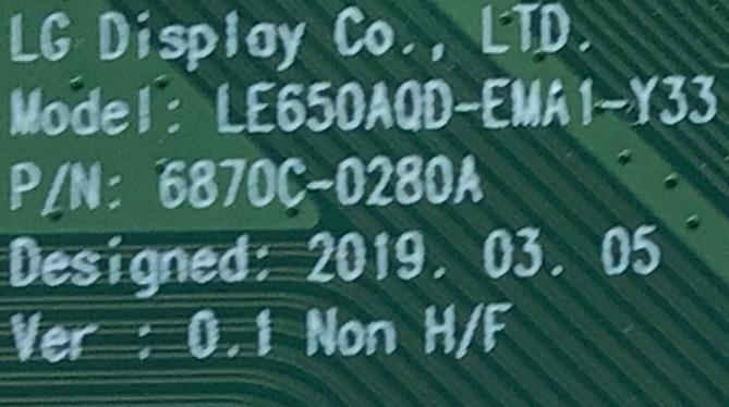 T-CON PARA TV LG / NUMERO DE PARTE 6871L-6088E / 6870C-0280A / 6088E / LE650AQD-EMA1-Y33 / P8SB9C000L07C10 / PANEL LE650AQD (EM)(A3) / MODELO OLED65C9PUA.BUSYLJR / OLED65C9PUA - Imagen 2