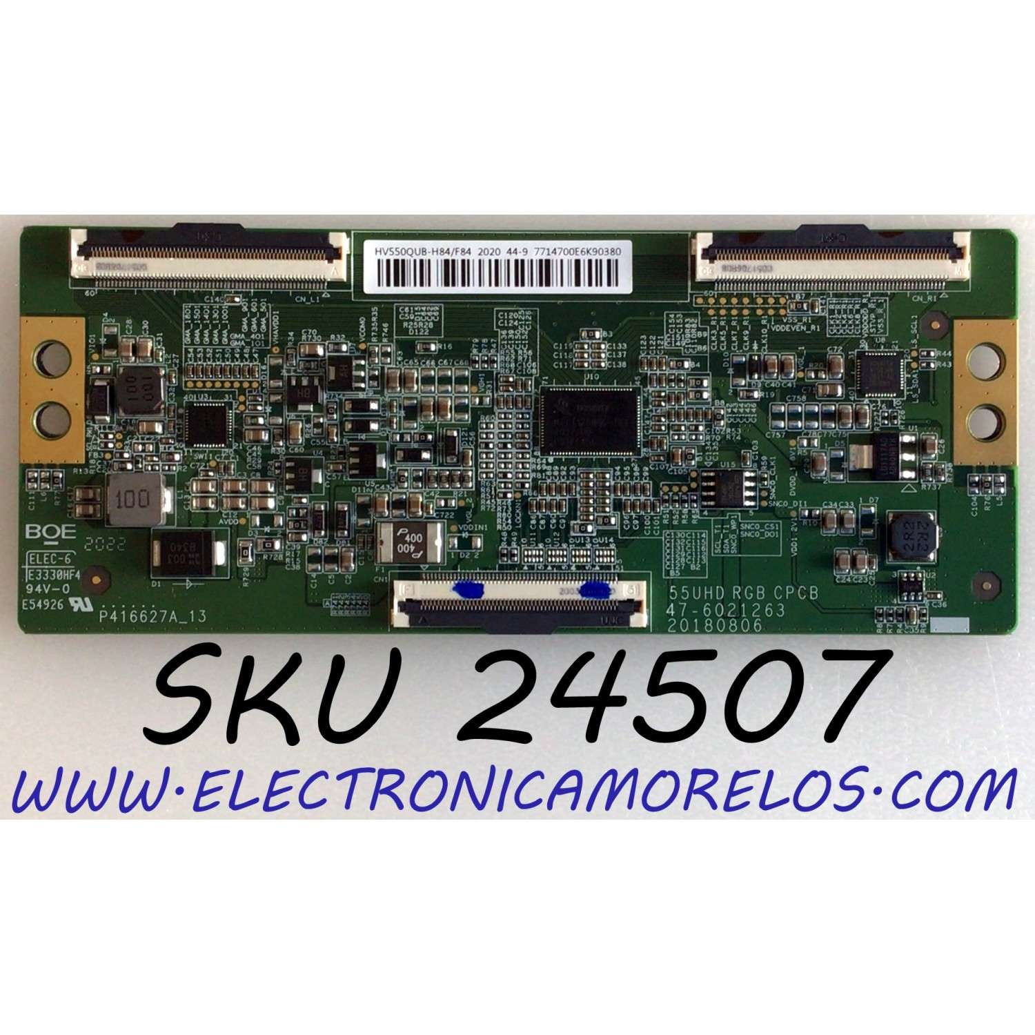 T-CON PARA TV PHILIPS 4K UHD ROKU SMART TV / NUMERO DE PARTE HV550QUB-H84/F84 / 47-6021263 / HV550QUB-H84 / 20180806 / 44-97714700E / 55UHD RGB CPCB / 44-9 7714700E6K90380 / PANEL UCFR1XT / MODELO 55PFL4864/F7 / 55PFL4864/F7 A ME3A