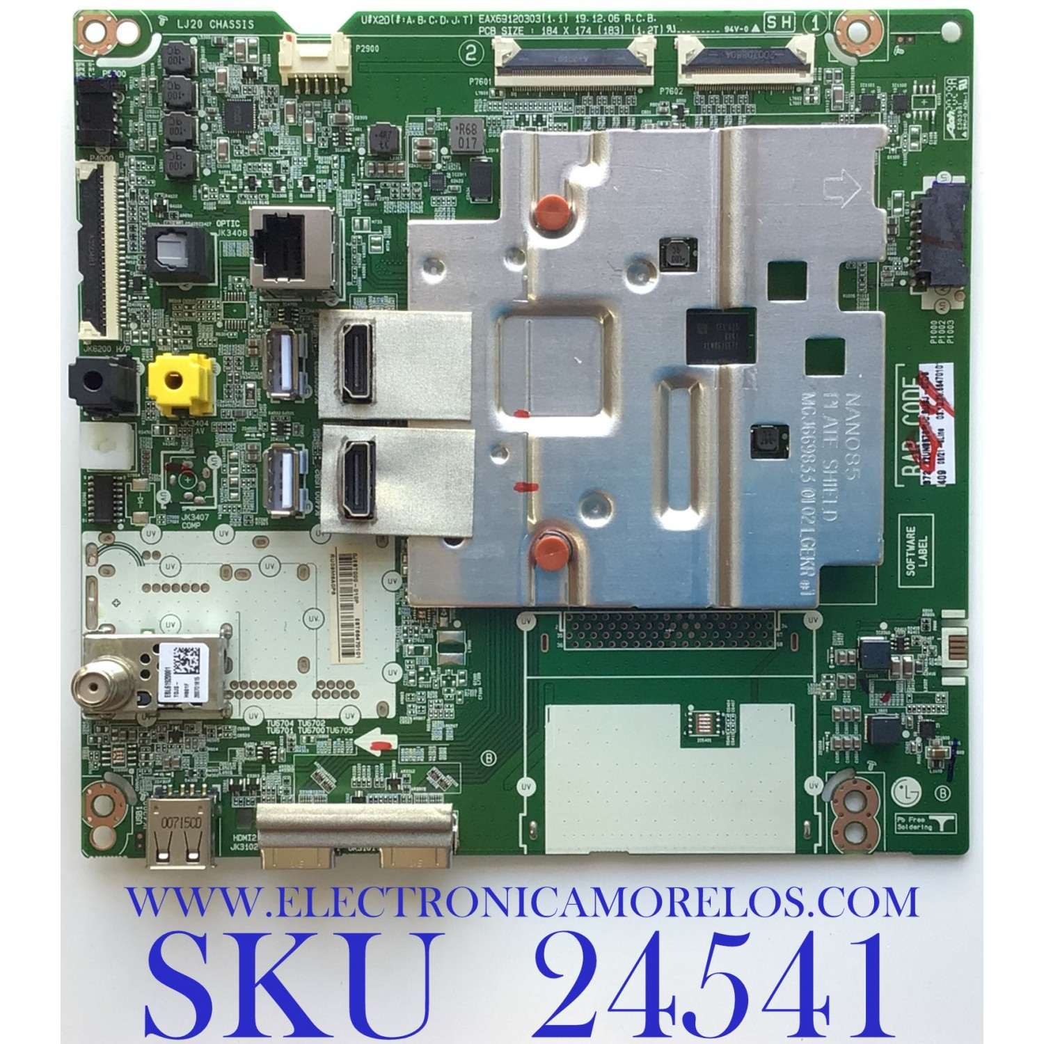 MAIN PARA SMART TV LG 4K UHD CON HDR RESOLUCION (3,840 x 2,160) / NUMERO DE PARTE EBT66470101 / EAX69120303(1.1) / DJEBT000-010P / RU09M6A0P6 / PANEL HC820DQF-VCXR1-214X / MODELO 82UN8570PUC.BUSJLJR / 82UN8570PUC