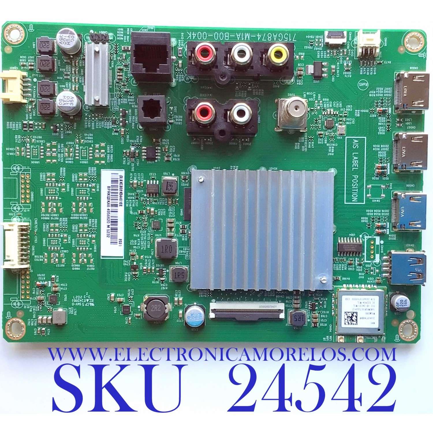 MAIN PARA TV VIZIO 4K HDR SMART TV / NUMERO DE PARTE XKCB02K044 / 756TXKCB02K044 / 715GA874-M1A-B00-004K / (X)XKCB02K044010X / XKCB02K0440 / PANEL TPT580B5-U1T01.D REV:S01AU / DISPLAY CV580U1-T01 / MODELO V585X-H1 / V585X-H1 LTMHB9