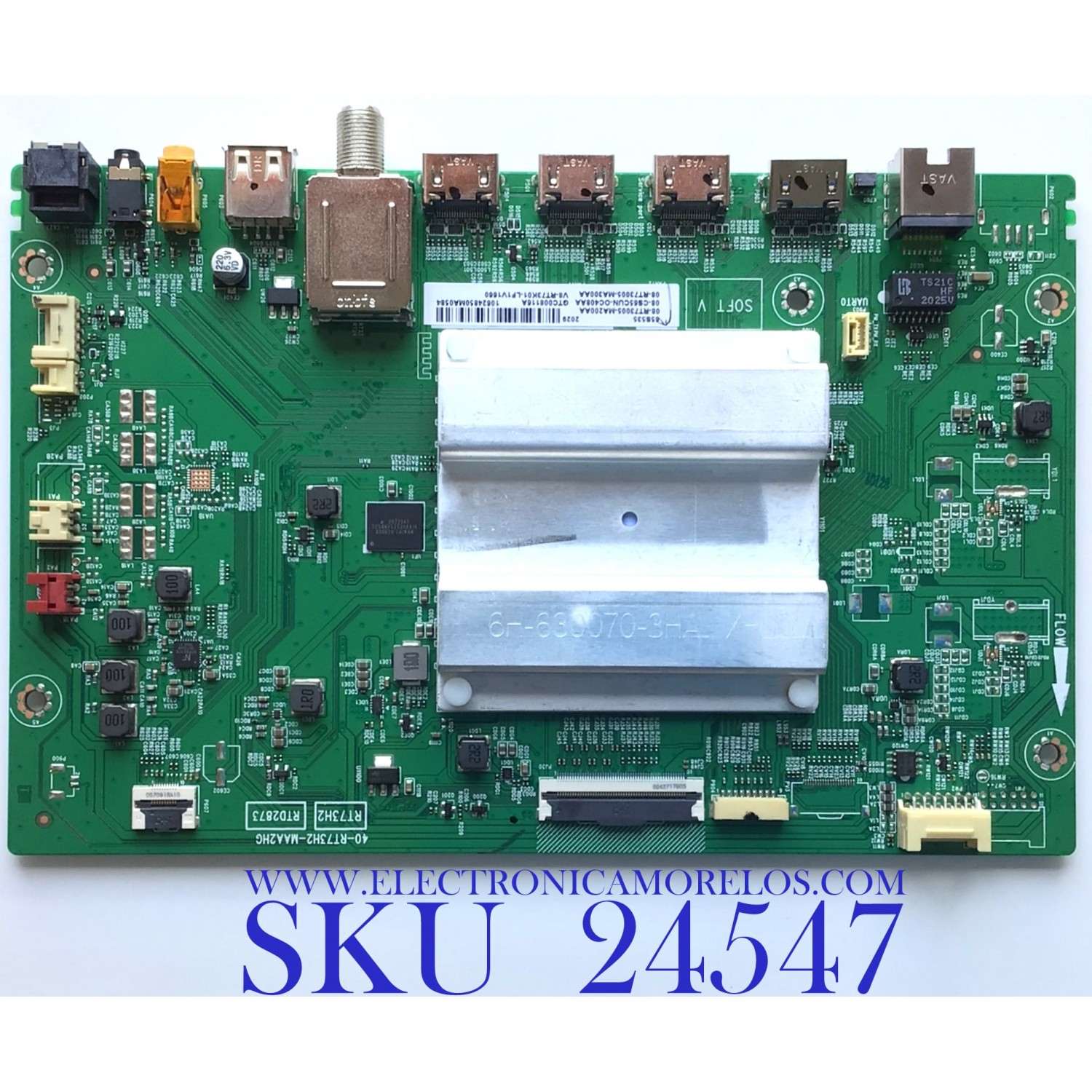 MAIN PARA TV TCL 4K·UHD·HDR (3840 X 2160) / NUMERO DE PARTE 08-CS65CUN-OC408AA / 40-RT73H2-MAA2HG / 08-RT73005-MA200AA / 08-RT73005-MA300AA / V8-RT73K01-LF1V1660 / RTD2873 / GTC008116A / PANEL LVU650NDJL / MODELO 65S535