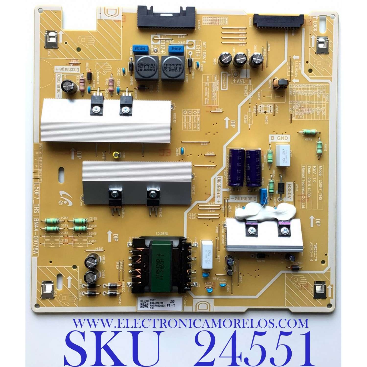 FUENTE DE PODER PARA TV SAMSUNG / NUMERO DE PARTE BN44-01078A / L50F7_THS / BN4401078A / AM5RN6D0634 / PANEL CY-RT050HGAV4H NW26 / MODELO QN50LS03TAFXZA AA01