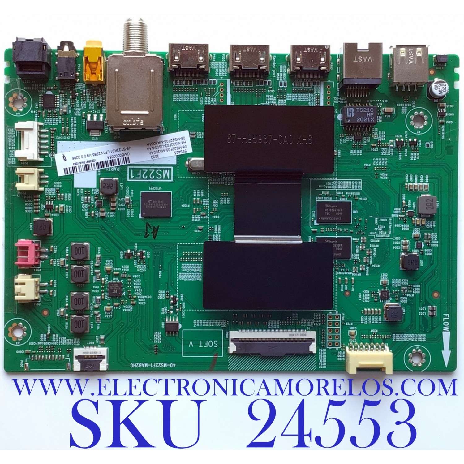 MAIN PARA SMART TV TCL / NUMERO DE PARTE H4-MS22F03-US05WAA / 40-MS22F1-MAB2HG / 08-MS22F03-MA200AA / 08-MS22F03-MA300AA / GMB000005A / V8-ST22K01-LF1V2286-V9 / PANEL LVU550NDEL SJ9W06 / DISPLAY LSC550FN11-204 / MODELO 55S425