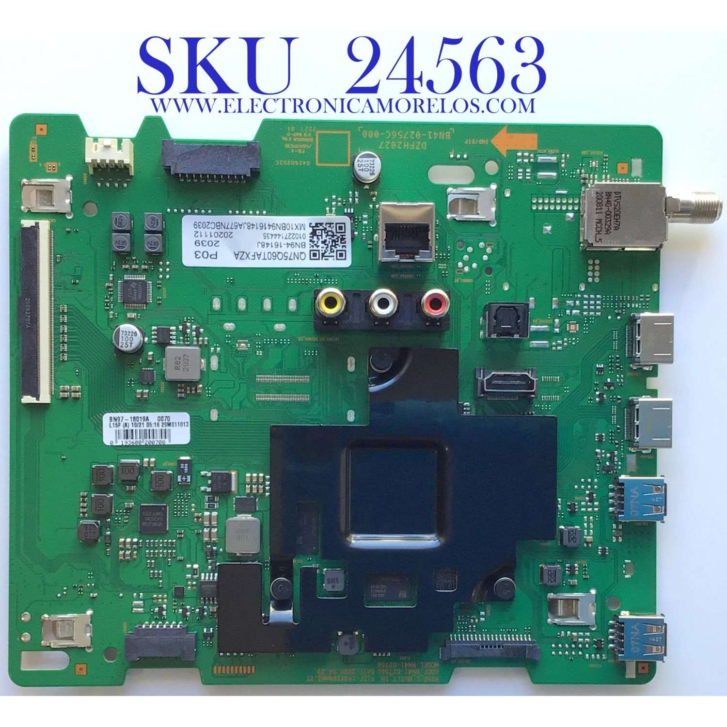 MAIN PARA SMART TV SAMSUNG / NUMERO DE PARTE BN94-16148J / BN41-02756C / BN97-18019A / 010227144435 / 20201112 / BN96-51294U / PANEL CY-RT075HGSV2H / DISPLAY JR745R3HA4K / BN96-51821A / MODELO QN75Q60TAFXZA UB03 