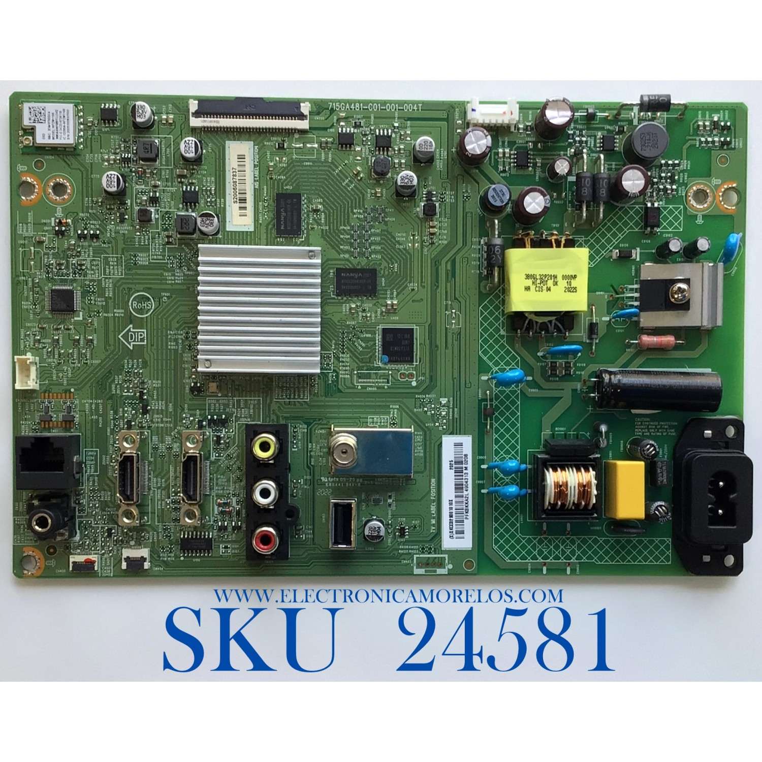 MAIN FUENTE PARA TV VIZIO / NUMERO DE PARTE XKCC02S001 / 715GA481-C01-001-004T / (X)XKCC02S001010X / PFK8KKA2L / 4904313 / PANEL TPT238B5-CT012.H REV:S1A / MODELO D24F-G1 LTM5QLLW