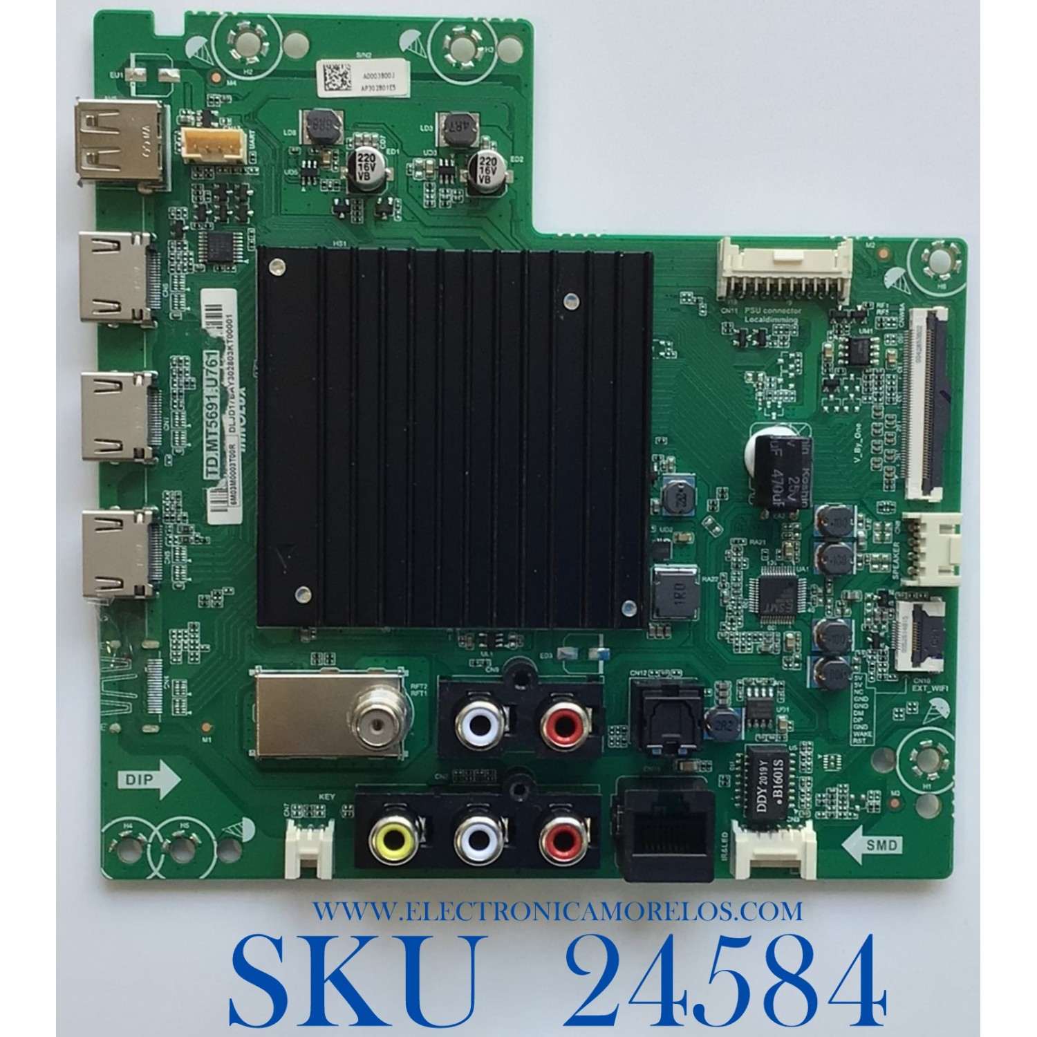 MAIN PARA TV VIZIO HDR SMART TV / NUMERO DE PARTE 6M03M0003T00R / TD.MT5691.U761 / A0003800J / AP302801E5 / 2605K20A0 / PANEL V500DJ6-D03 REV.CB / MODELO V505-H19 / V505-H19 LINIZBPW