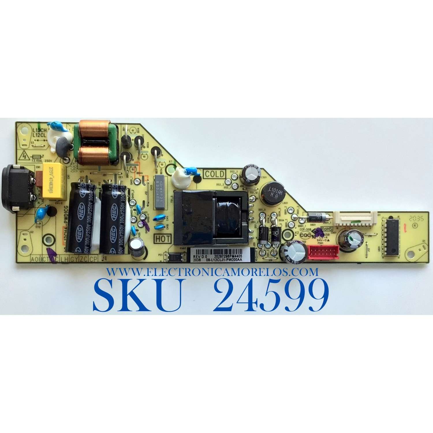 FUENTE DE PODER PARA TV TCL / NUMERO DE PARTE 08-L12CLJ1-PW200AA / 40-L12CH4-PWD1CG / E140158 / CCP-508 / PANEL LVU430NDEL AS9W00 V2 / MODELOS 43S431 / 43S433 / 43S435 / 55S434