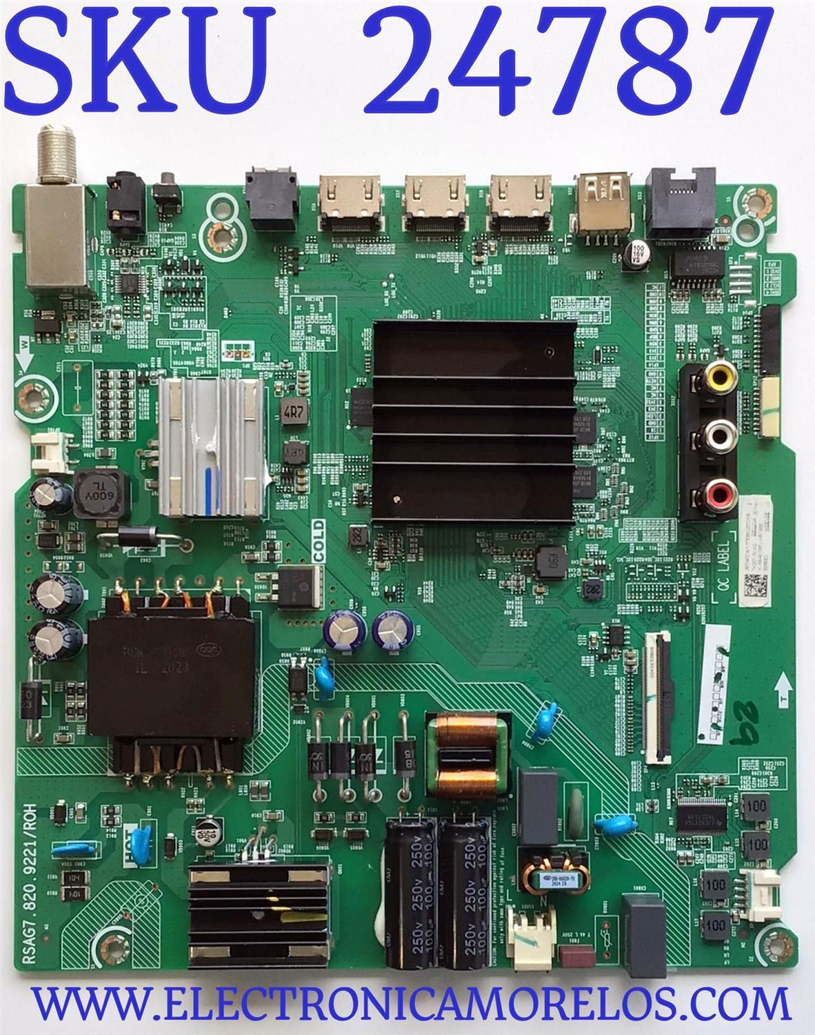 MAIN FUENTE (COMBO) PARA TV HISENSE·ROKU TV 4K UHD HDR SMART TV / NUMERO DE PARTE 263340 / RSAG7.820.9221/ROH / HU58A6109FUWR / 263341 / PANEL´S CV580U1-T01 / HD580X1U91-L1/S1/GM/ROH / HD580X1U91-L1/S0/CKD3A/ROH/1 / MODELO 58R6E3 / 58R6E3 58A6109FUWR