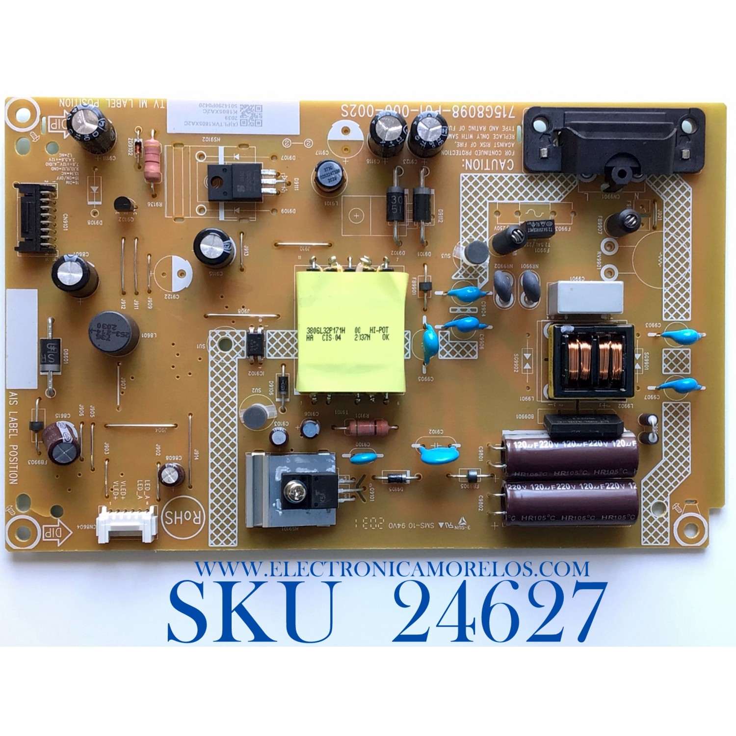FUENTE DE PODER PARA TV INSIGNIA HD SMART FIRE TV / NUMERO DE PARTE PLTVK1805XA2C / 715G8098-P01-000-002S / K1805XA2C / 5014290P0420 / (X)PLTVK1805XA2C / PANEL TPT315B5-1A072.L REV:S23A / MODELO NS-32DF310NA19 / NS-32DF310NA19 REV.G
