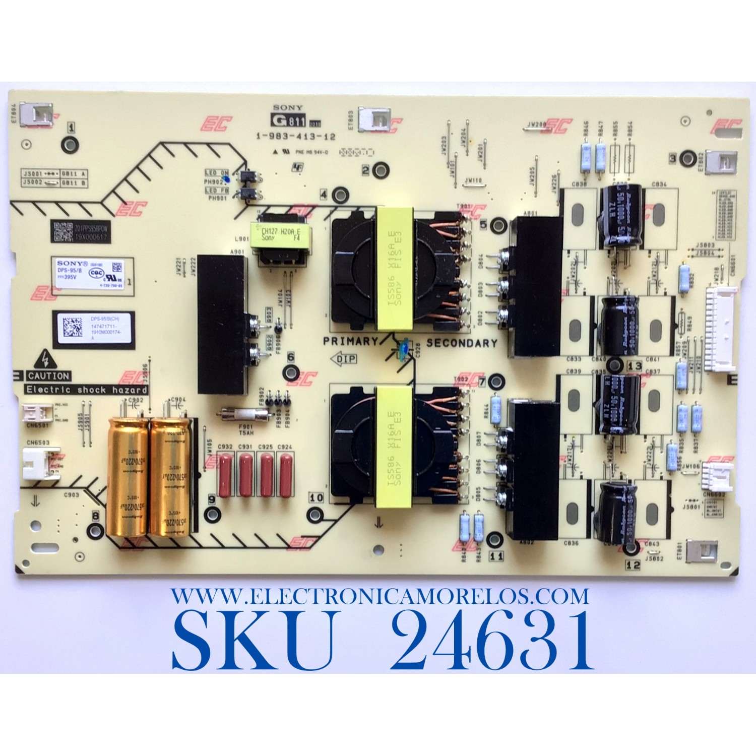 FUENTE DE PODER PARA TV SONY / NUMERO DE PARTE 1-474-717-11 / 1-983-413-12 / 147471711 / JS002 / G811 B / DPS-95/B / DPS-95/B(CH) / PANEL YD8S011DTU01 / MODELO XBR-75Z9F