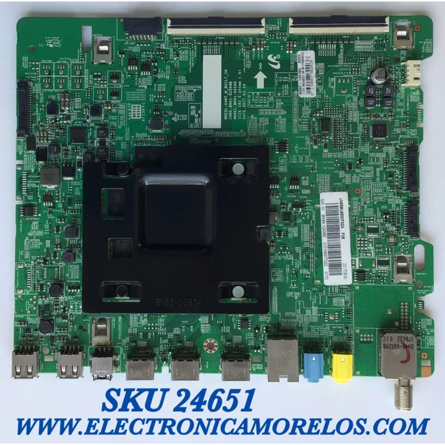 MAIN PARA SMRAT TV SAMSUNG 4K UHD CON HDR RESOLUCION (3840 x 2160) / NUMERO DE PARTE BN94-12426E / BN41-02568B / BN97-13470A / 20170830 / 010166977022 / PANEL CY-WK055HGLV2H JW35 / MODELO UN55MU650DFXZA FA01