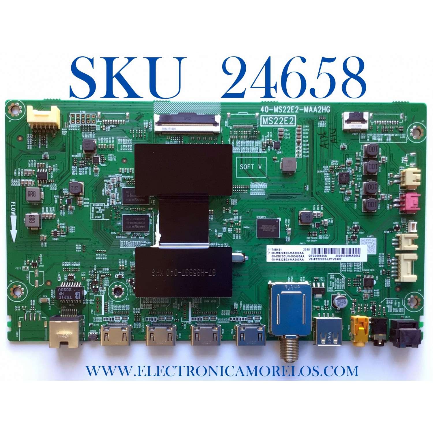 MAIN PARA TV TCL·ROKU TV 4K·UHD·HDR / NUMERO DE PARTE 08-CS75CUN-OC406AA / 40-MS22E2-MAA2HG / MS22E2 / 08-MS22E03-MA200AA / 08-MS22E03-MA300AA / V8-ST22K01-LF1V / PANEL LVU750NDEL / DISPLAY ST7461D01-A VER.2.1 / MODELOS 75S431 / 75S435