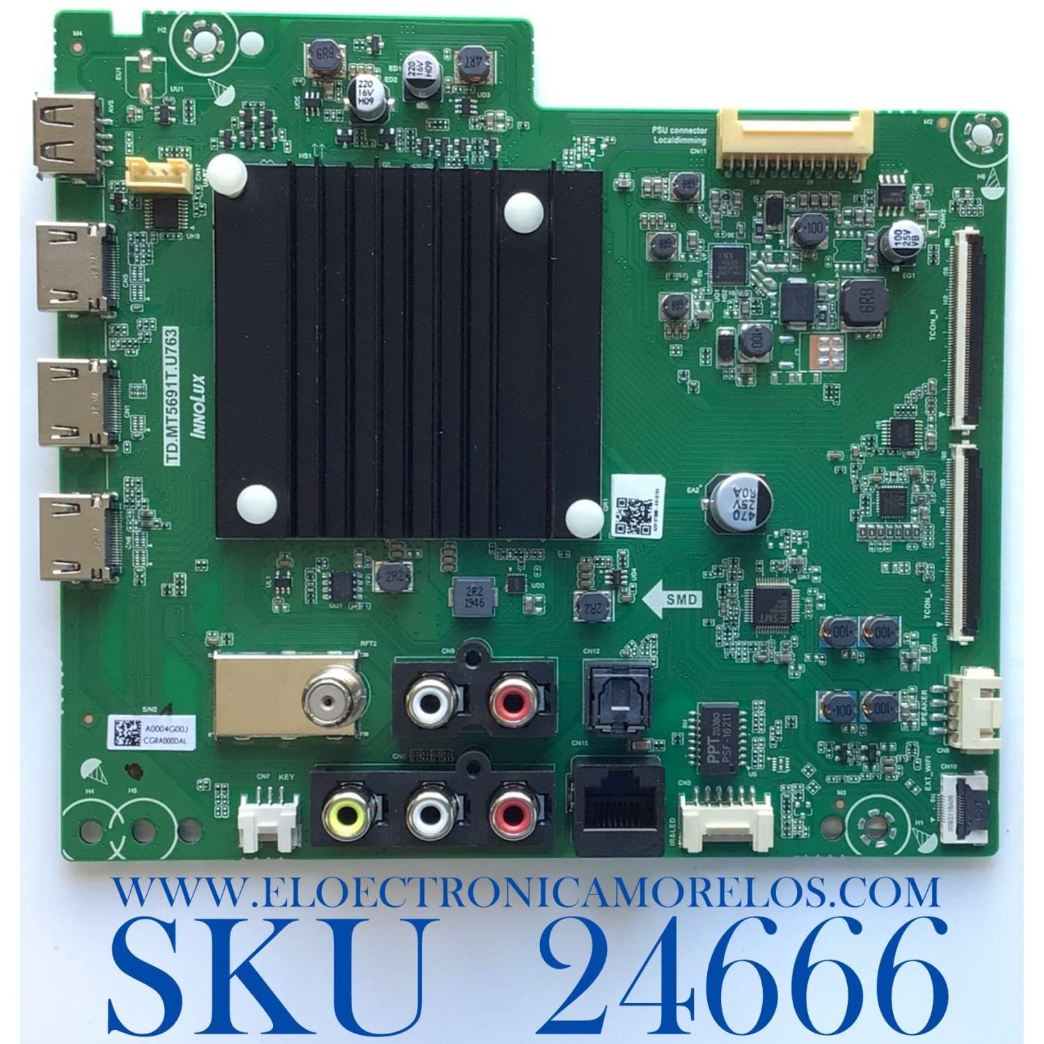 MAIN PARA TV VIZIO 4K SMART TV / NUMERO DE PARTE TD.MT5691T.U763 / 2605M66A0 / E203640 / A0004 / PANEL V500DJ6 / MODELOS V505-H9 LIAIZB / LIAIZBTW / V505-H19 LIAIZB / LIAIZR / ((NOTA IMPORTANTE:CHECAR QUE EL PANEL Y MODELO CORRESPONDA CON SU TELEVISION))