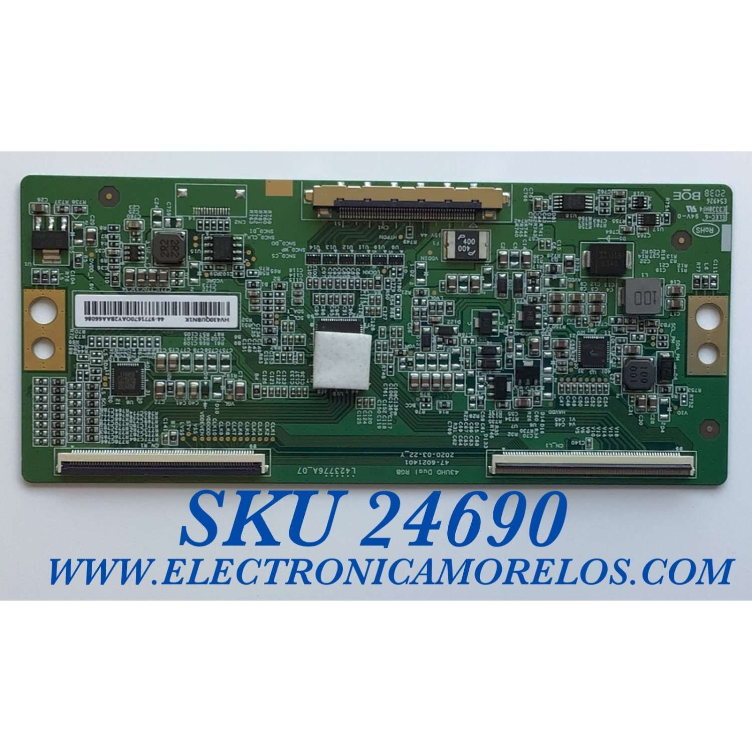 T-CON ORIGINAL PARA TV SONY / NUMERO DE PARTE 44-9771670O / 47-6021401 / HV430QUBN1K / PANEL YS9F043HNO01 / DISPLAY HV430QUB-N1K / MODELO XBR-43X800H / XBR43X800H / U43B9000QN