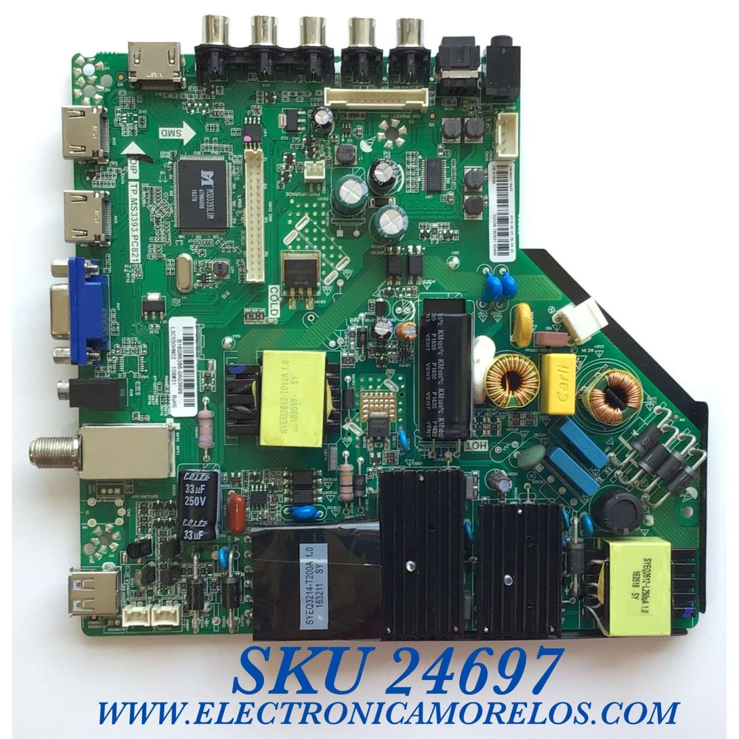 MAIN FUENTE PARA TV WESTINGHOUSE / NUMERO DE PARTE 890-M00-02N38 / TP.MS3393.PC821 / LSC550HN02 / B16086386 / WE-M16086 / PANEL T550-DXA-DLED / MODELO WD55FB1530