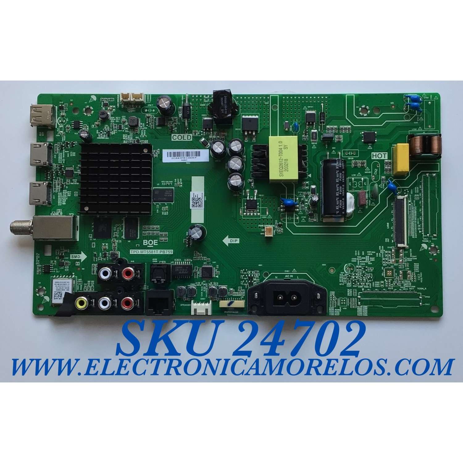 MAIN FUENTE PARA TV VIZIO NUMERO DE PARTE 60103-00625 / TDP.MT5581T.PB759 / 4300054011 / 2C641F / PANEL BOEI320WU1 / MODELO D32F-G4 LBVAQP / D32F-G4