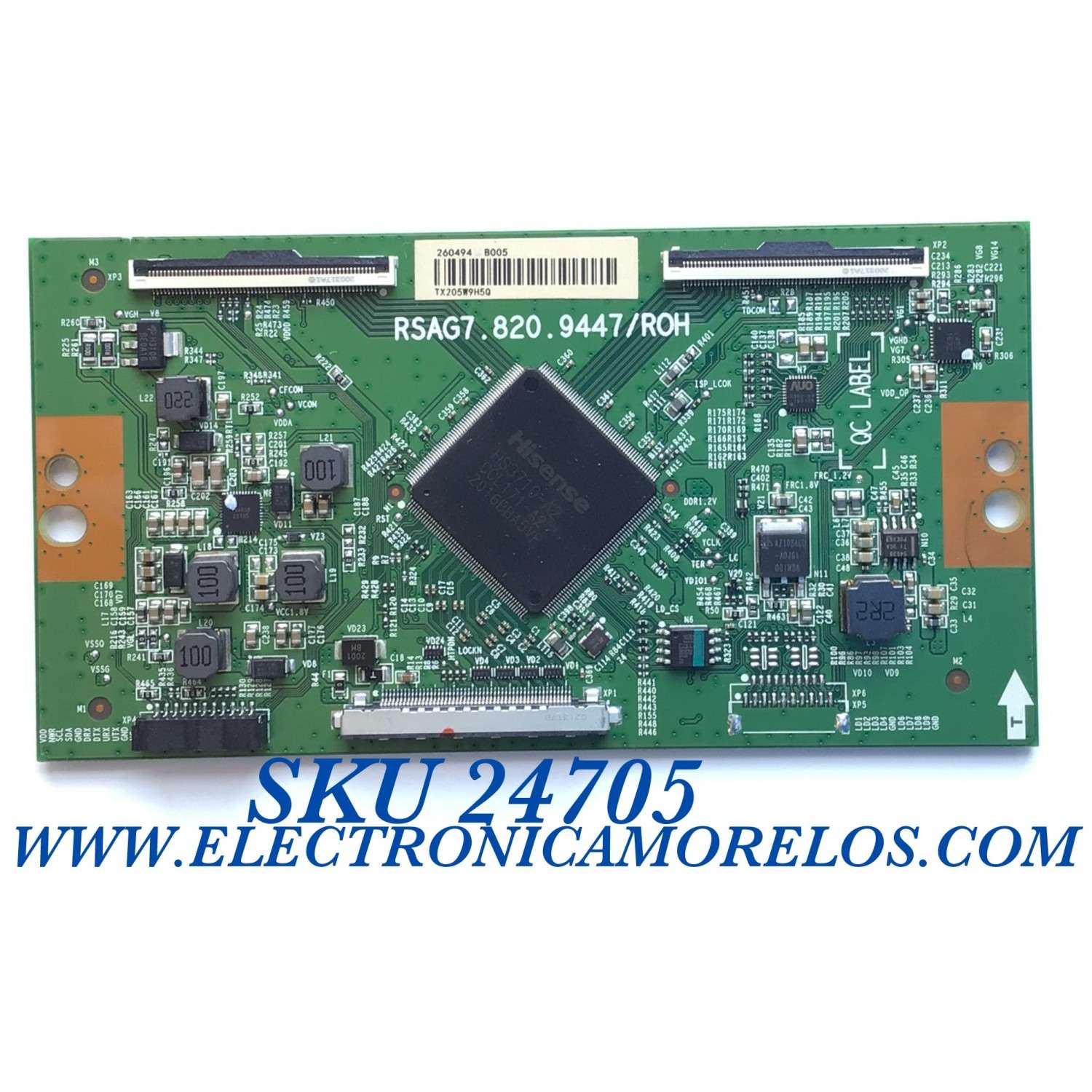 T-CON PARA TV HISENSE / NUMERO DE PARTE 260494 / RSAG7.820.9447/ROH / TX205W9H5Q / B005 / PANEL JHD500X3U51-TA\S0\FJ\GM\ROH / MODELO 50H8G