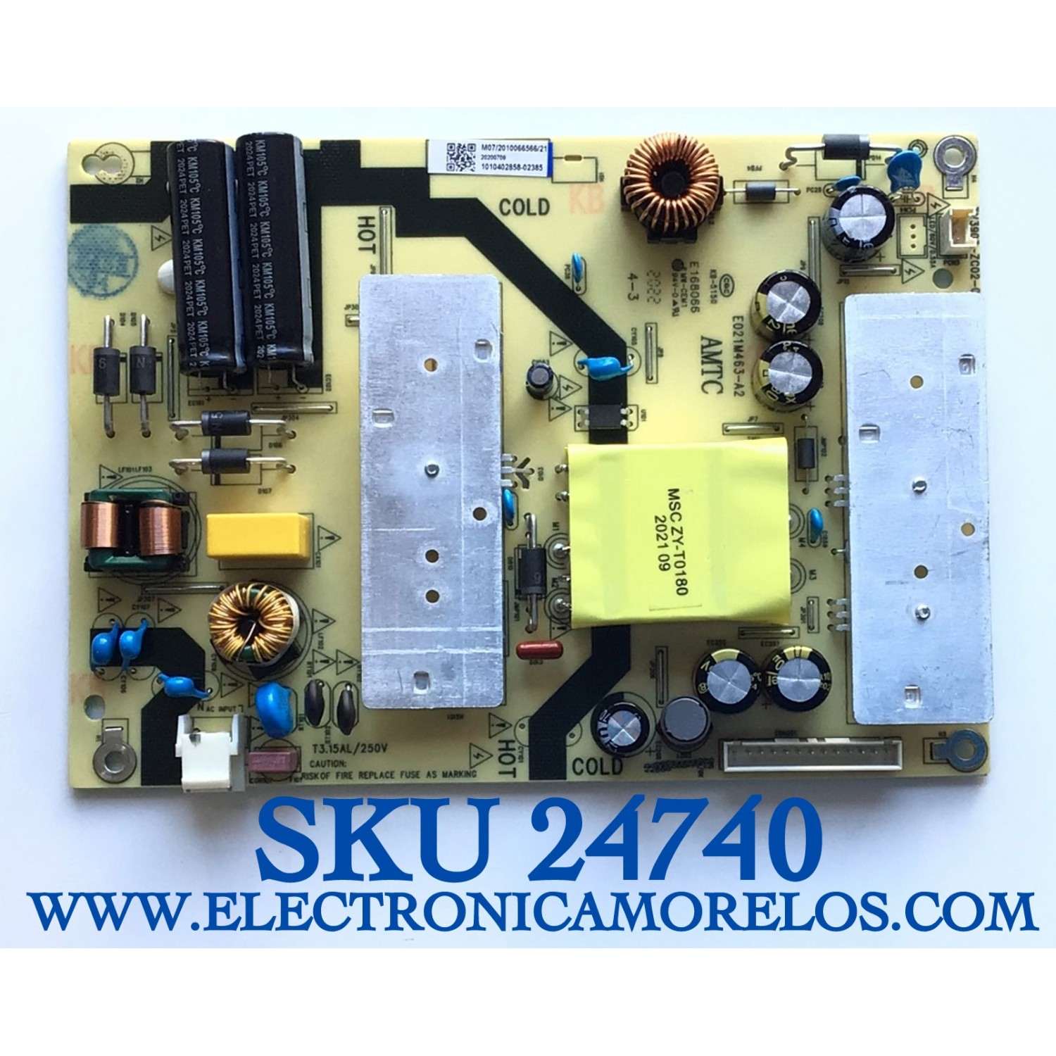 FUENTE DE PODER ORIGINAL PARA TV INSIGNIA / 514C3903M07 / TV3903-ZC02-01 / E021M463-A2 / 1010402858 / M07/2010066566/21 / 20200709 / PANEL LC390TA2A / MODELO NS-39DF310NA21