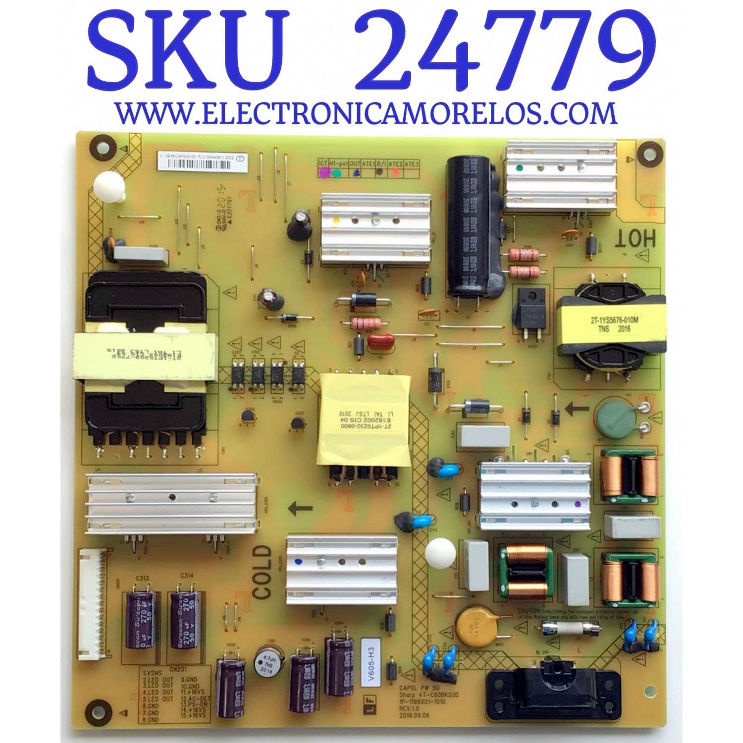FUENTE PARA TV VIZIO NUMERO DE PARTE 09-60CAP0M0-00 / 1P-1198X01-1010 / 4T-C60BK2UD / FL012AA43811 2022 / PANEL SD600DUA-5 / MODELO V605-H3 LFTRA3
