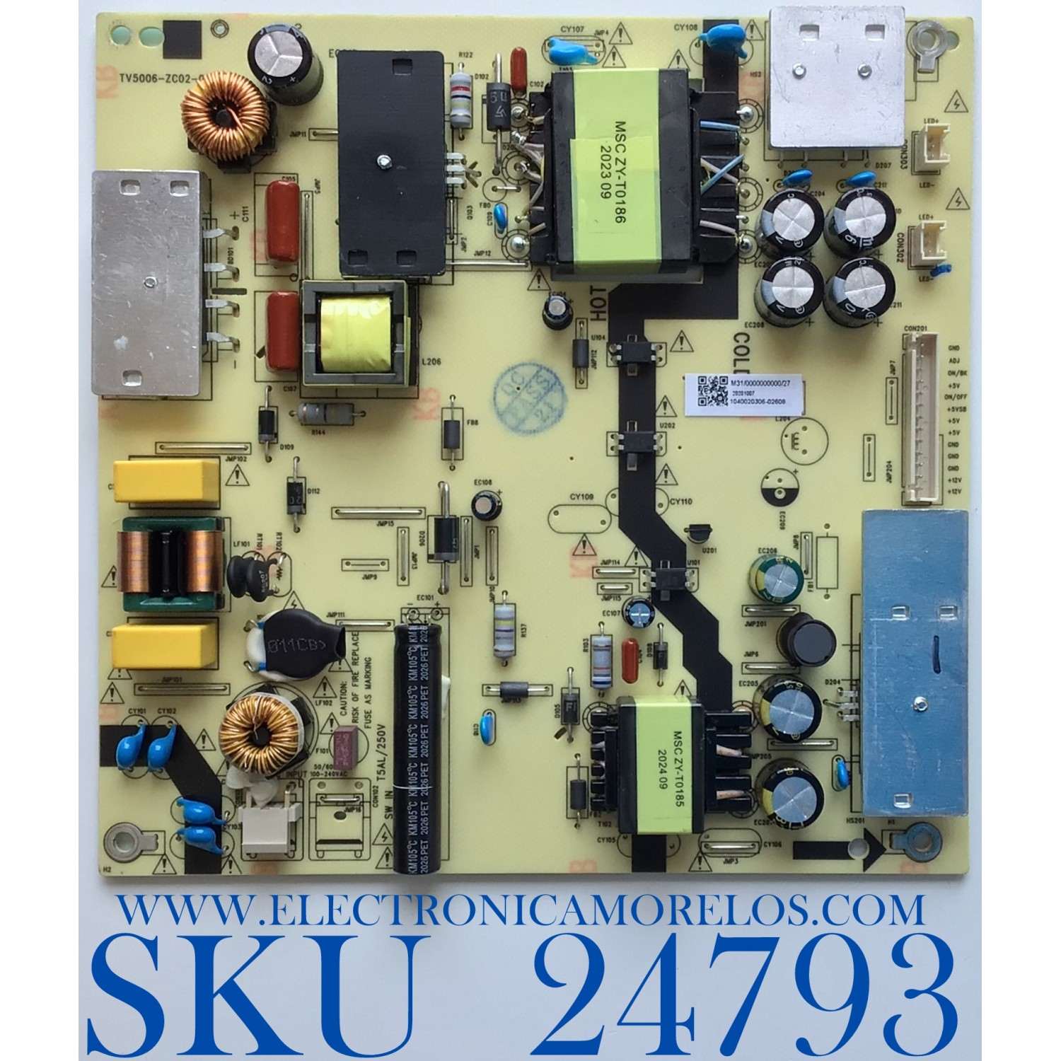 FUENTE DE PODER PARA TV WESTINGHOUSE·ROKU TV 4K SMART TV / NUMERO DE PARTE TV5006-ZC02-02 / E021M431-H1 / E168066 / PANEL´S CC580PV4D / CC580PV7D / MODELO WR58UX4019 / ((NOTA IMPORTANTE:CHECAR QUE EL PANEL Y MODELO CORRESPONDA CON SU TELEVISION))
