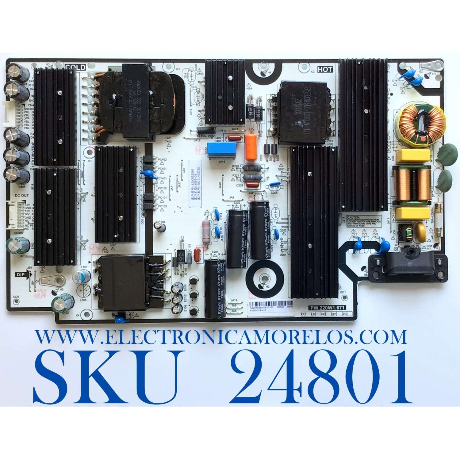 FUENTE DE PODER PARA TV VIZIO / NUMERO DE PARTE 60101-03735 / PW.220W1.671 / 4300052586 / M556-G4 / A2004030-0A00162 / PANEL HV550QUB-H10 / MODELO M556-G4 LBPFQNBW