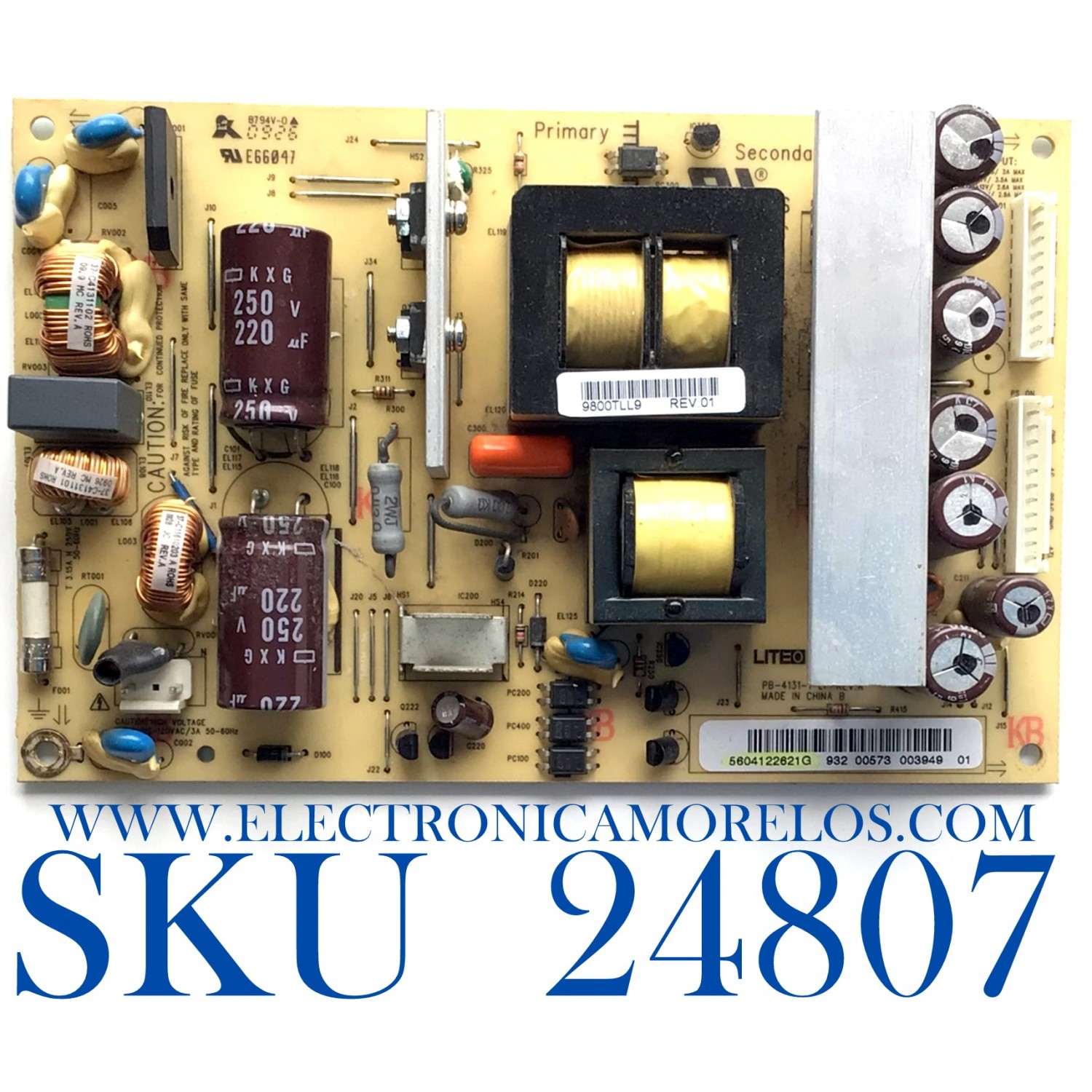 FUENTE PARA TV WESTINGHOUSE NUMERO DE PARTE 5604122621G / PB-4131-1-LF / E66047 / 56.04122.621G / PANEL V260B1-L11 / MODELO SK-26H735S 