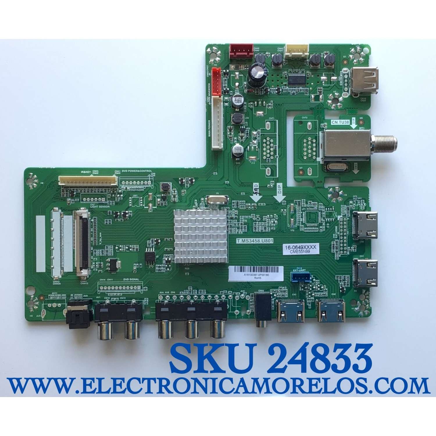 MAIN PARA TV KONCHRIS / NUMERO DE PARTE A16100397 / T.MS3458.U801 / A16100397-0P00180 / 16-0649XXXX / CME55N99 / PANEL LSC550FN18 / MODELO CME55N99
