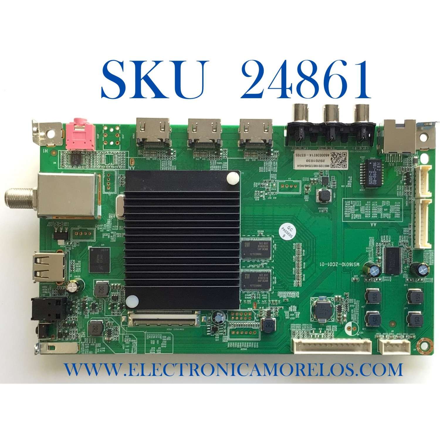 MAIN PARA TV WESTINGHOUSE NUMERO DE PARTE MS16010-ZC01-01 / 20201030 / 4600039714-03765 / M07/2010072046/HIGH / PANEL V430DJ1-Q01 REV.C1 / MODELOS WR43UX4019 / WR43UT4009