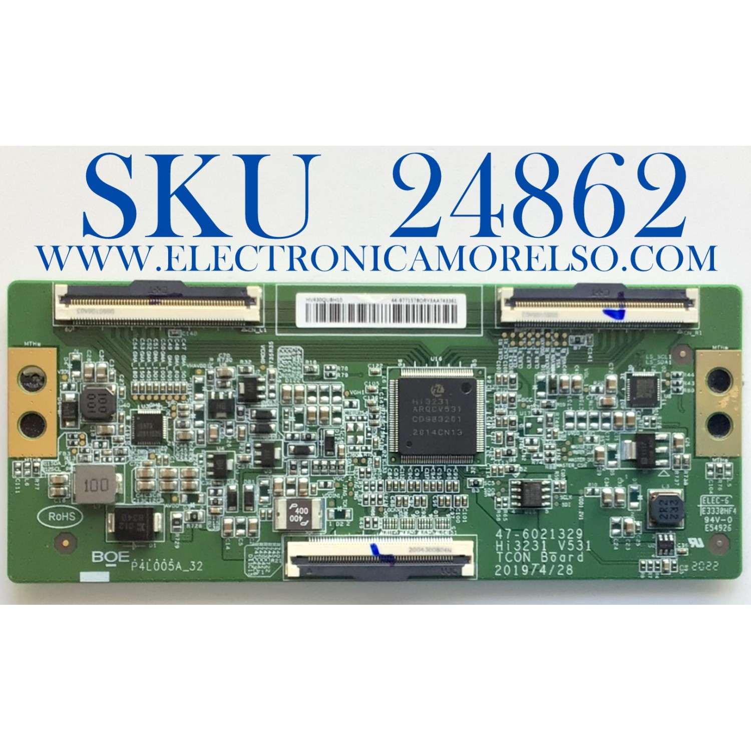 T-CON PARA TV WSTINGHOUSE NUMERO DE PARTE 44-9771578O / 47-6021329 / P4L005A_32 / HV430QUBH10 / PANEL W201580M17977 / HV430QUB-H10 / MODELO WR43UX4019 / 43PFL5604/F7 A