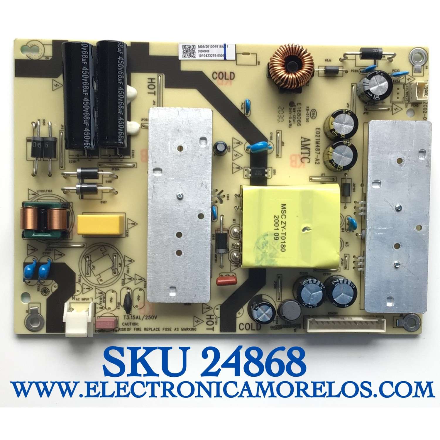 MAIN FUENTE (COMBO) PARA TV ONN·ROKU TV HD SMART TV (32'') / NUMERO DE PARTE 317GAAMBA97CVT0030 / TPD.MS1603.PB751 / T19094-T / E254215 / KB6160 / OSPM2608 / 0SPM2608 / AMBA97CVTA20118462 / LP2E09469A0 / PANEL TPT320B5-XVN02.A REV:SG00D / MODELO 100012589
