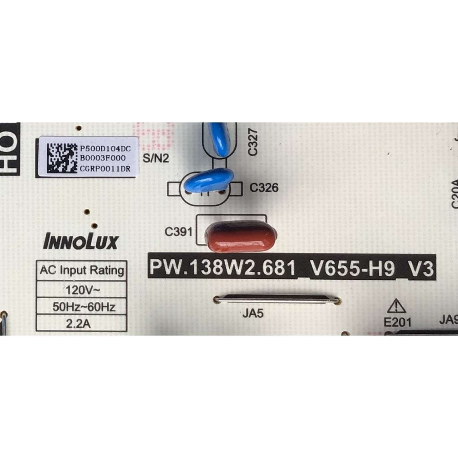 FUENTE PARA TV VIZIO NUMERO DE PARTE P500D104DC  / PW.138W2.681_V655-H9_V3 / B0003F000 / CGRP0011DR / PANEL V500DJ6-D03 / MODELO M506X-H9 LIAIB8DW - Imagen 3