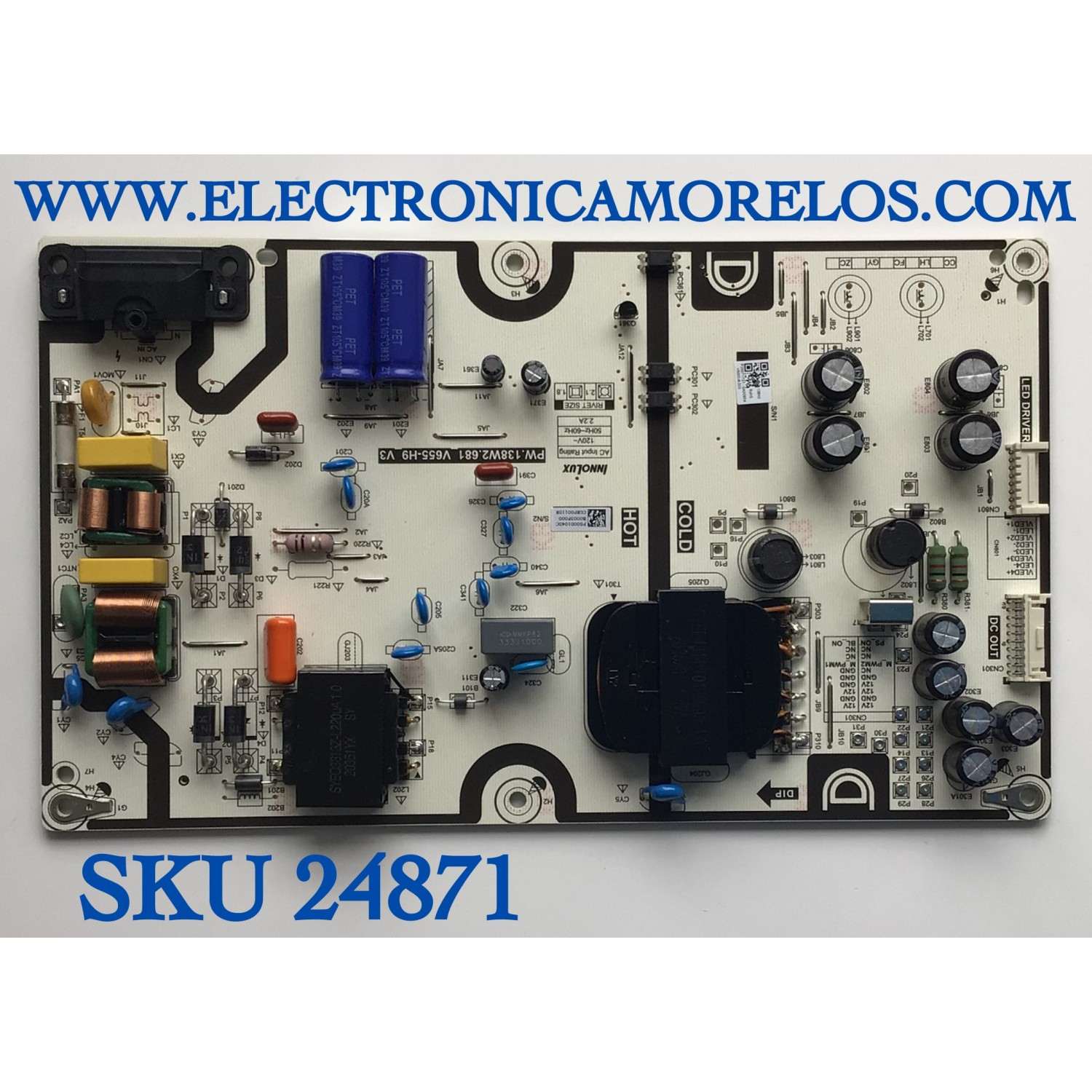 FUENTE PARA TV VIZIO NUMERO DE PARTE P500D104DC  / PW.138W2.681_V655-H9_V3 / B0003F000 / CGRP0011DR / PANEL V500DJ6-D03 / MODELO M506X-H9 LIAIB8DW