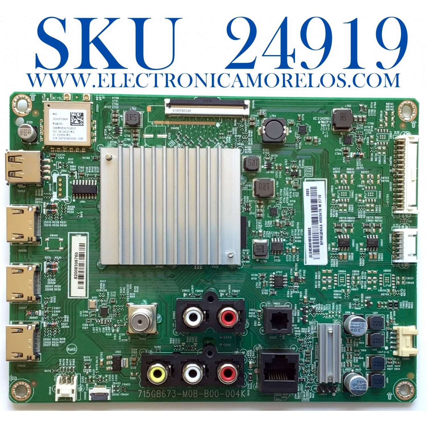 MAIN PARA TV VIZIO SMARTCAST 4K / NUMERO DE PARTE XKCB02K051 / 756TXKCB02K051  / 715GB673-M0B-B00-004K / (X)XKCB02K051000X / PANEL TPT500B5-U2L01.D REV:S01C / DISPLAY CV500U2-L01 REV:01 / MODELO V505-H1 LTMHC2KW / V505-H1 LTMHC2KW