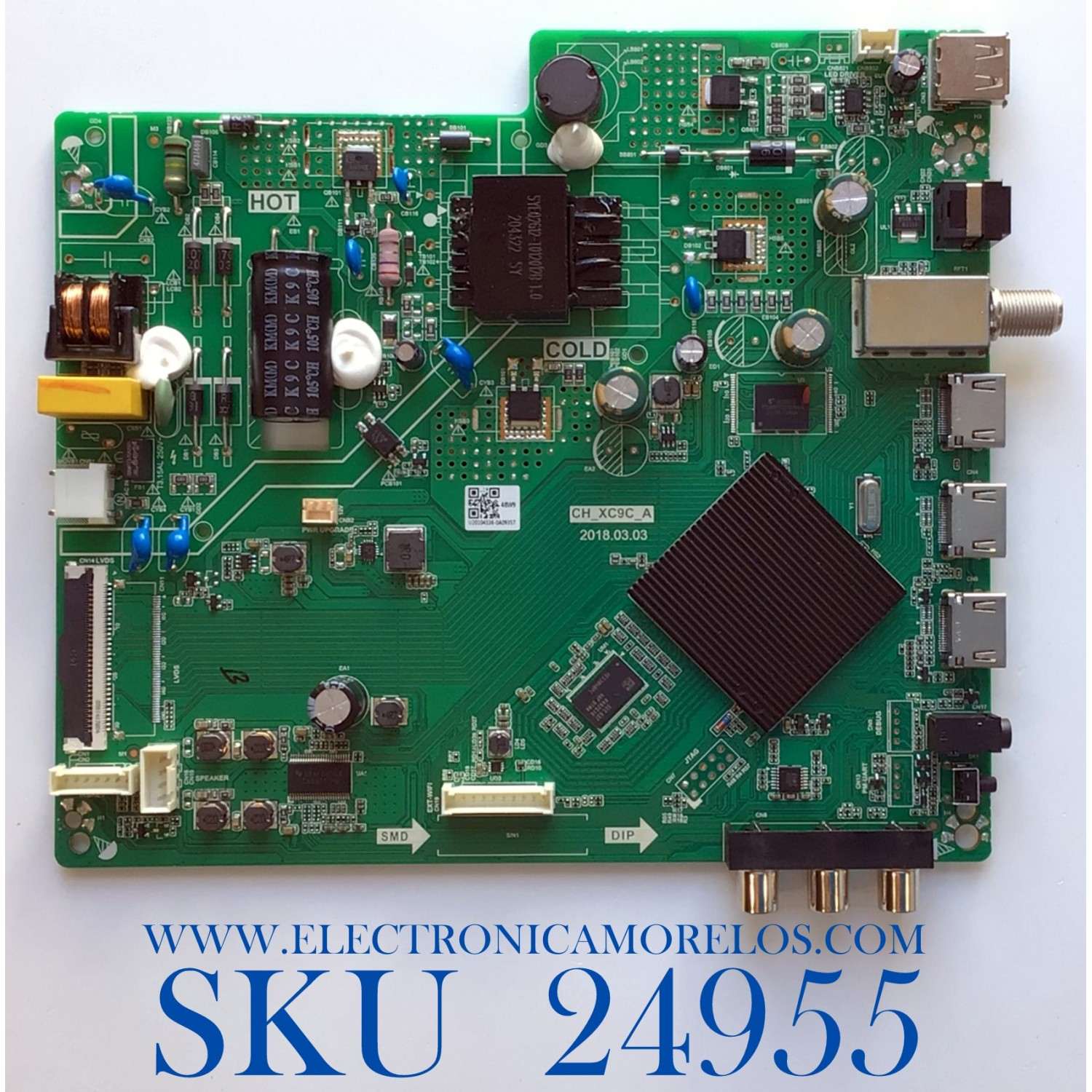 MAIN FUENTE (COMBO) PARA TV ONN·ROKU TV HD SMART TV (24) / NUMERO DE PARTE U20104336 / CH_XC9C_A / TPD.MS1603.PB751 / E248237 / PANEL C240Y19-D6 / MODELO 100012590