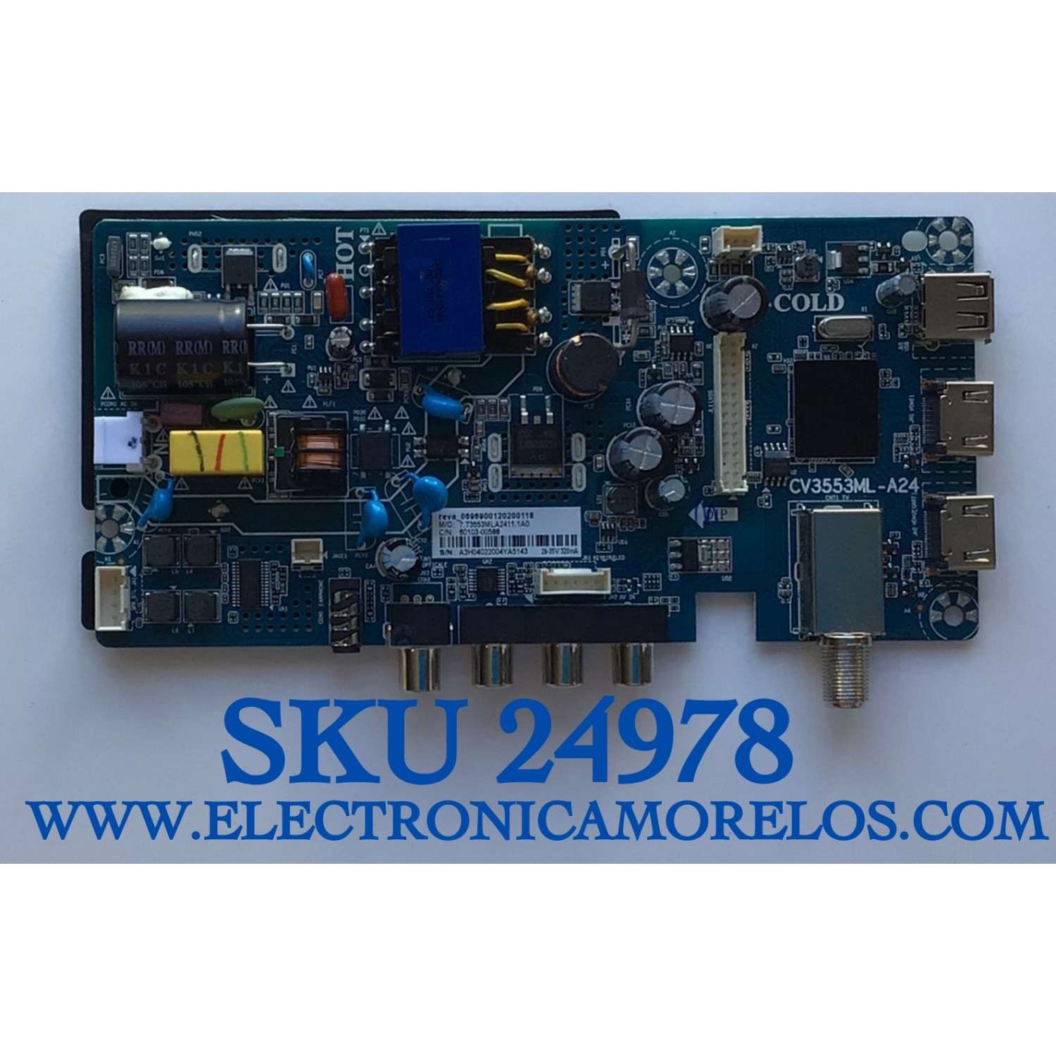 MAIN FUENTE COMBO ORIGINAL PARA TV INSIGNIA / NUMERO DE PARTE 60103-00588 / CV3553ML-A24 / E312177 / 7.T3553MLA2411.1A0 / PANEL BOEI185WX1 / DISPLAY MV185WHB-N20 / MODELO NS-19D310NA21
