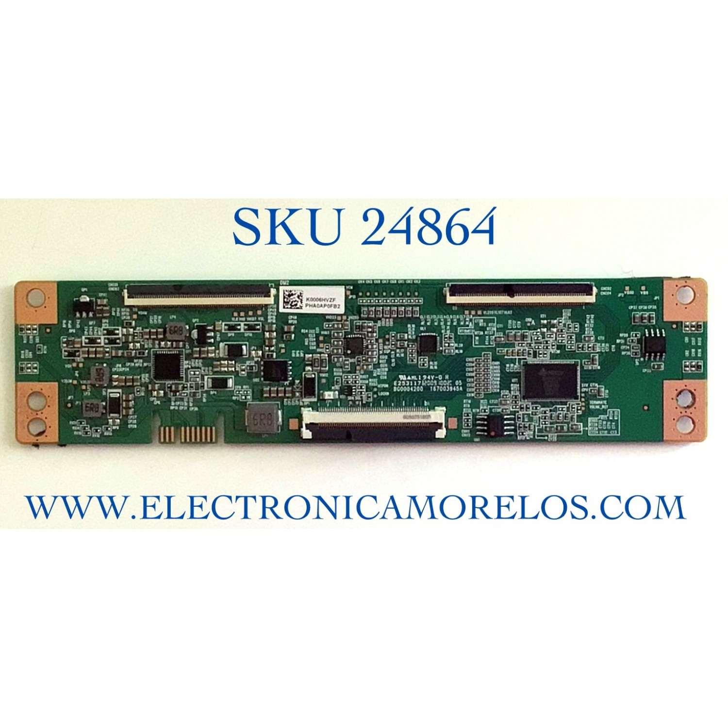 T-CON PARA TV JVC·ROKU TV 4K UHD SMART TV / NUMERO DE PARTE K0006HVZF / 167003945A / BG0004200 / PHA0AP0FB2 / E253117 / PANEL JR645R3HA7L / MODELO LT-65MAW705 / ((NOTA IMPORTANTE:CHECAR QUE EL PANEL Y MODELO QUE CORRESPONDA CON SU TELEVISION))