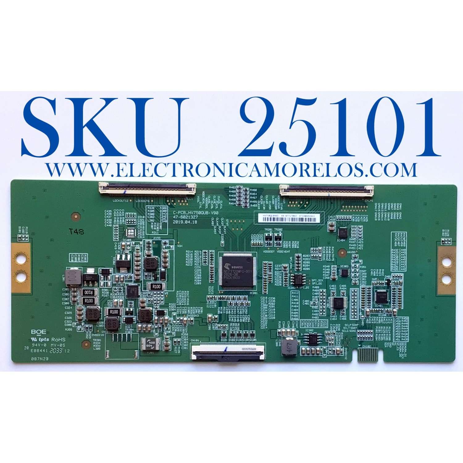 T-CON PARA TV PHILIPS / NUMERO DE PARTE 44-9771784O / E88441 / 44-97717840 / C-PCB_HV750QUB-V90 / 47-6021327 / HV750QUBN9D / PANEL BOEI750WQ1-N9D / MODELO 75PFL5601/F7 / V755-H4 LHBF4KW