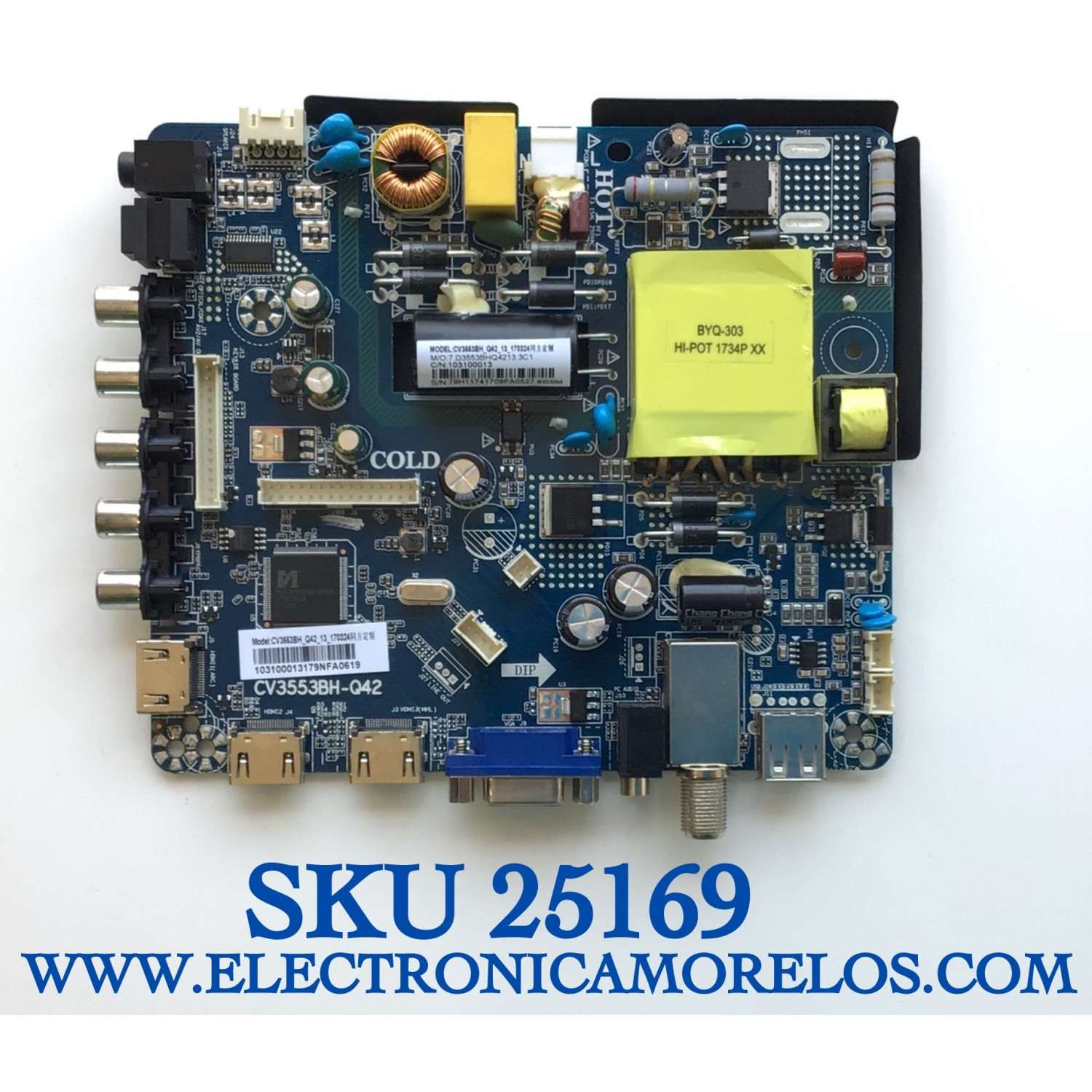 MAIN FUENTE PARA TV ELEMENT / NUMERO DE PARTE  103100013 / CV3553BH-Q42 / CV3553BH_Q42_13_170324 / 7.D3553BHQ4213.3C1 / E17120-16-SY / PANEL T390-DXB(P)-DLED / MODELOS 39" / WD40FX1170