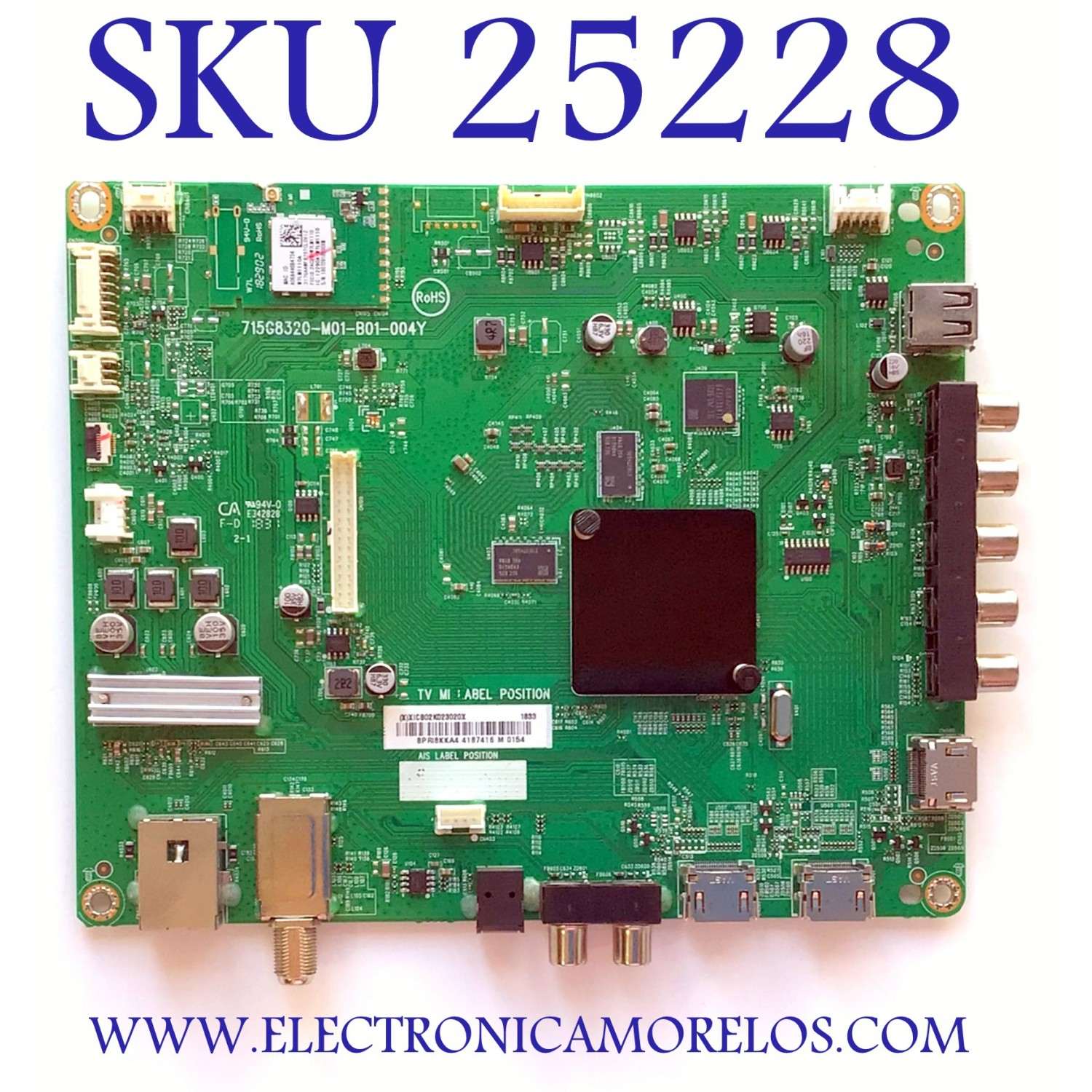 MAIN PARA SMART TV VIZIO FHD RESOLUCION (3840 x 2160) NUMERO DE PARTE  XICB02K023020X / 715G8320-M01-B01-004Y / (X)XICB02K023020X / BP RIBKKA4 / 4187416 / PANEL TPT430H3-HVN01.U / MODELOS D431-F1 / D431-F1  LTMWVNWU