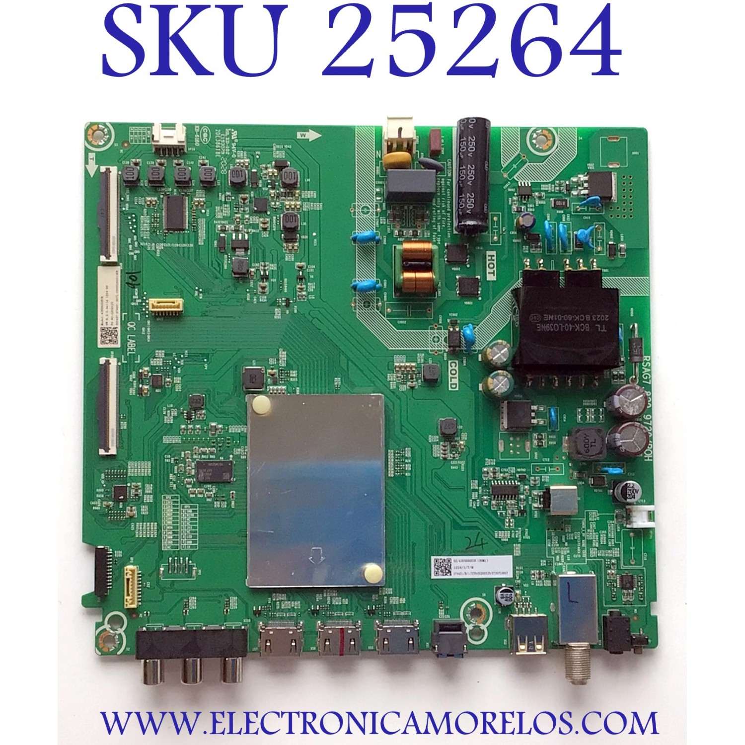 MAIN FUENTE PARA TV HISENSE NUMERO DE PARTE 274421 / RSAG7.820.9720/ROH / 1224 / 3TE43G2023J0 / XT207L0857 / PANEL JHD42SV1F51-T0L1/GM/MCKD-3A/ROH / MODELO 43H4030F1