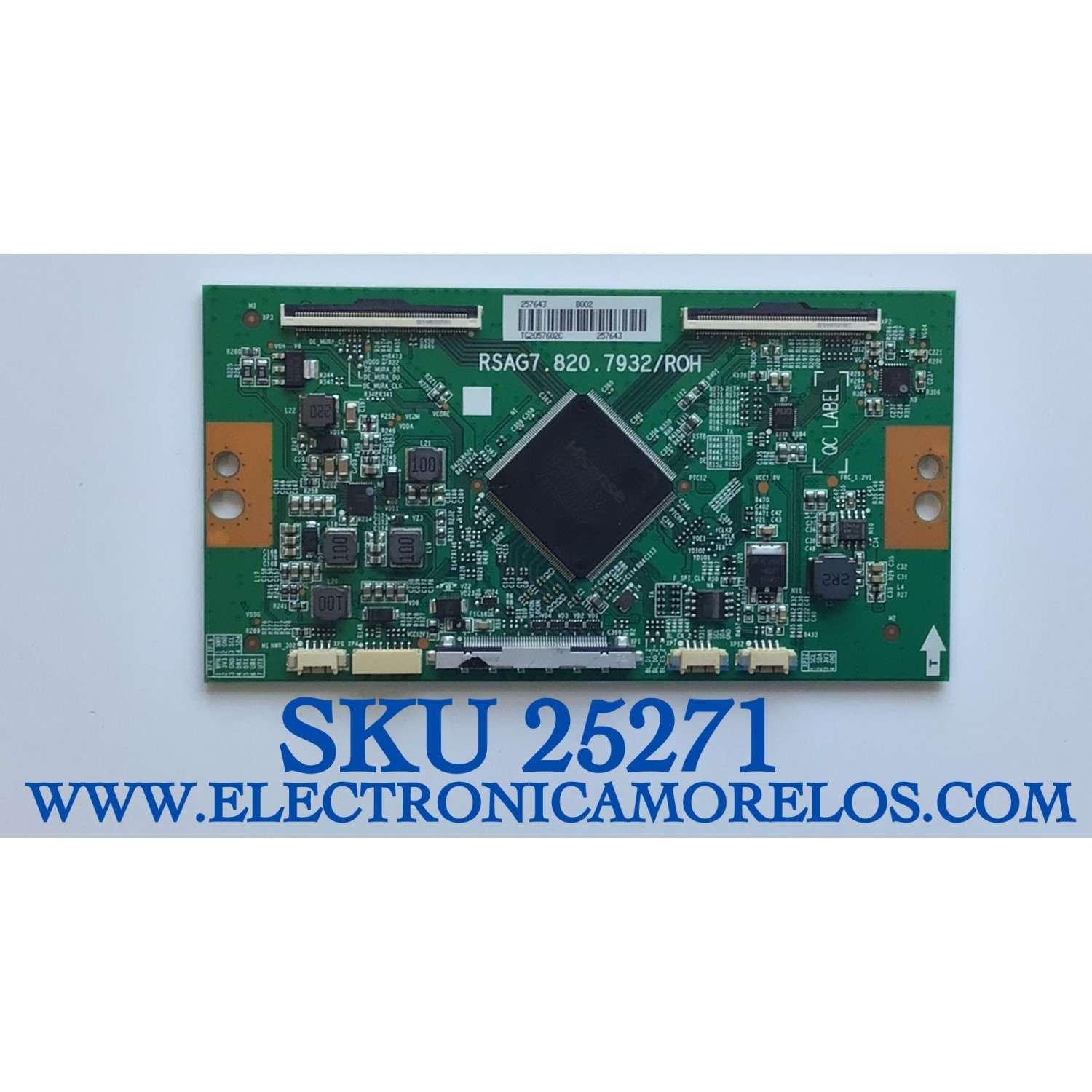 T-CON ORIGINAL PARA TV HISENSE / NUMERO DE PARTE 257643 / RSAG7.820.7932/ROH / B002 / TG2057602C / PANEL HD550V3U51-TDL3/S0/FJ/GM/ROH / MODELO 55R8F