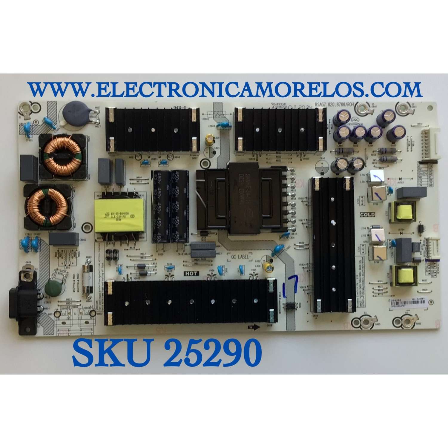 FUENTE PARA TV HISENSE NUMERO DE PARTE 259286 / RSAG7.820.8788/ROH / HLL-5465WI / DPD209CAPVV / PANEL HO650S107L-K1/CKS3A/ROH / MODELO 65R6E1