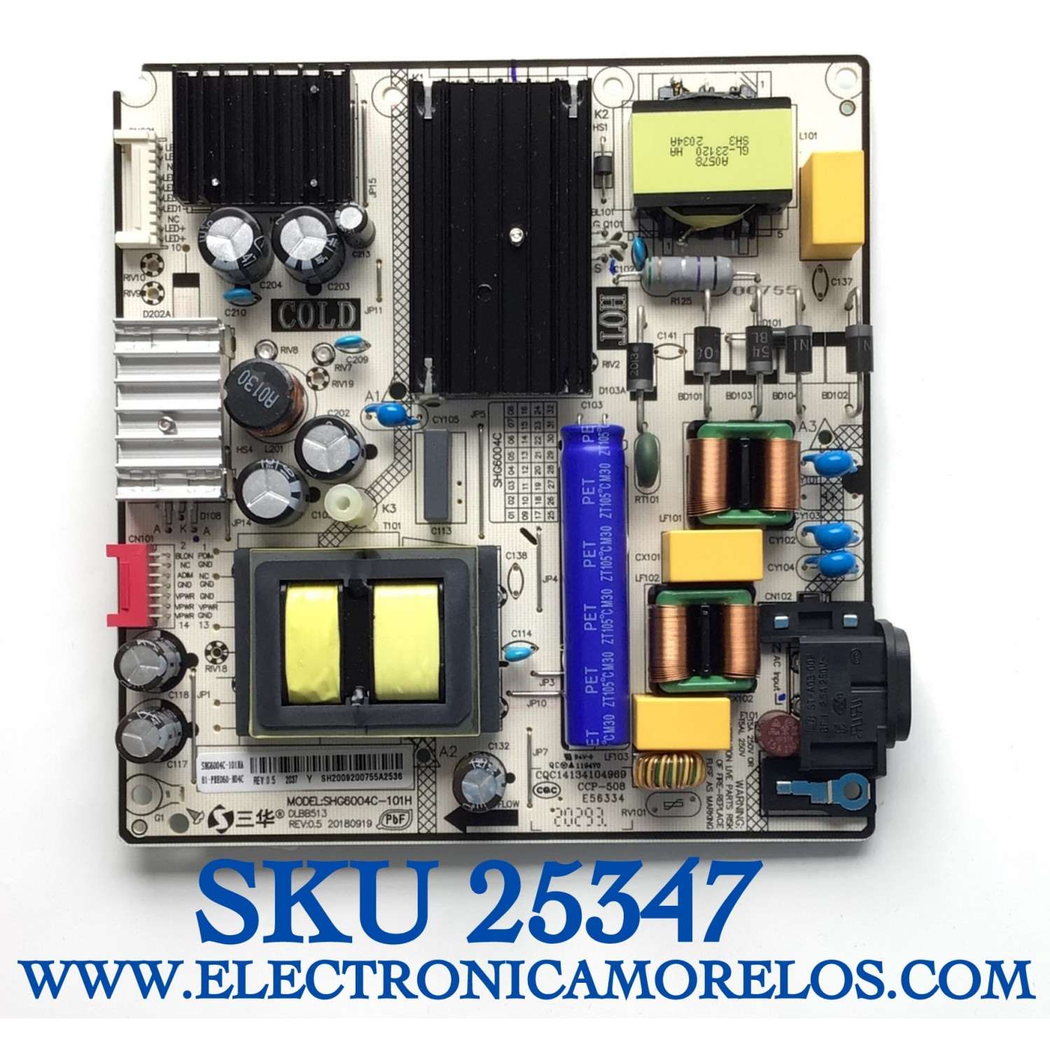 FUENTE DE PODER PARA TV JVC / NUMERO DE PARTE 81-PBE060-H04C / SHG6004C-101H / DLBB513 / SHG6004C-101HA / 20180919 / CQC14134104969 / E56334 / DISPLAY ST5461D07-7 VER.2.1 MODELOS 55EVLS4 / SI55UR / 55R82 / HKP55UHD89