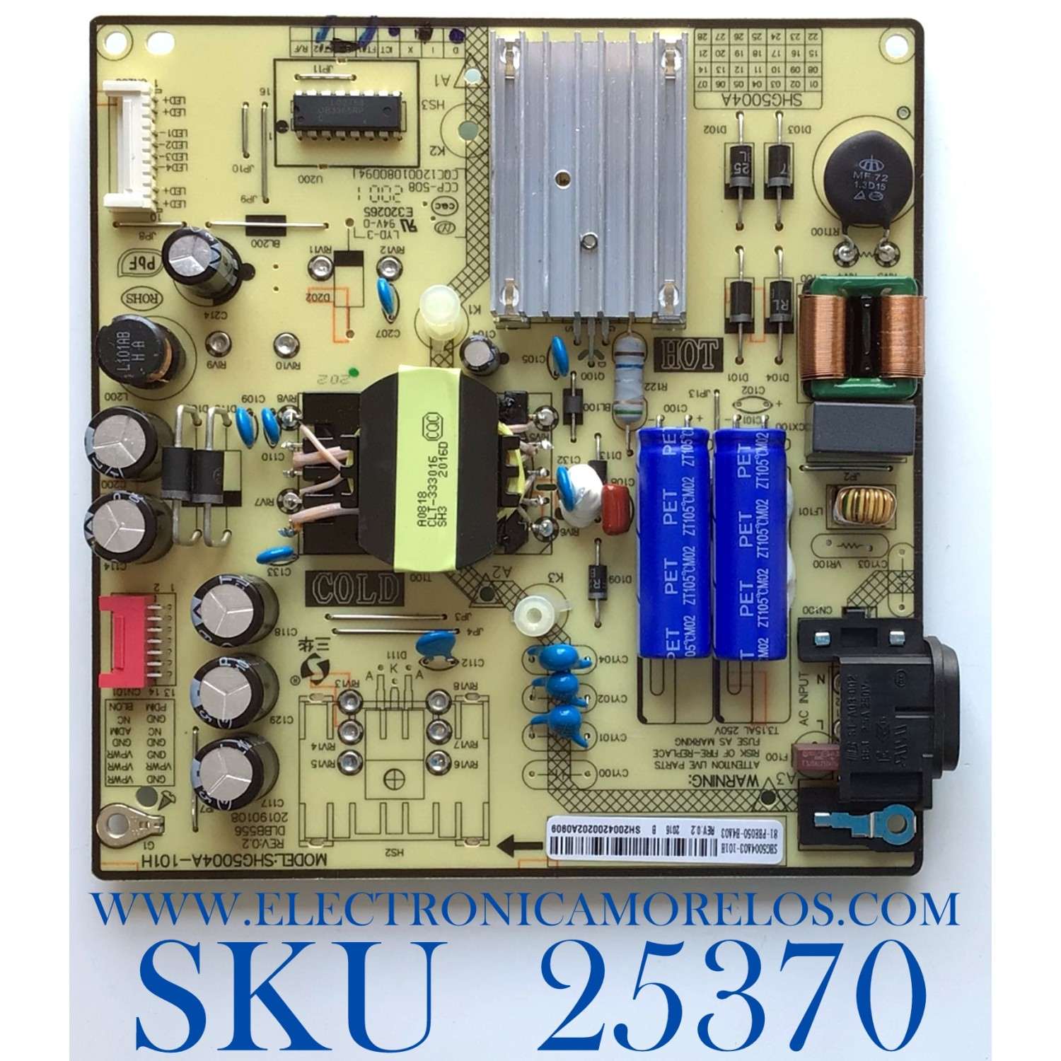 FUENTE DE PODER PARA TV DAEWOO / NUMERO DE PARTE 81-PBE050-H4A03 / SHG5004A-101H / SHG5004A03-101H / SHG5004A / DLBB556 / CQC1200108D094 / DISPLAY HV430QUB-H10 / MODELO U43A8500TN