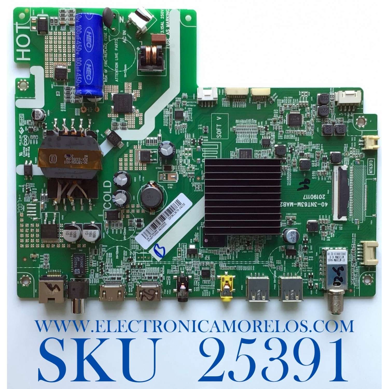 MAIN FUENTE ((COMBO)) PARA TV HKPRO / NUMERO DE PARTE SVSNT72A64-MA200CK / 40-3NT63M-MAB2HG / V8-NT563AM-LF1V034 / 20190117 / IDF961367H / DISPLAY CC430LV1D VER.02 / MODELO HKP43SM8
