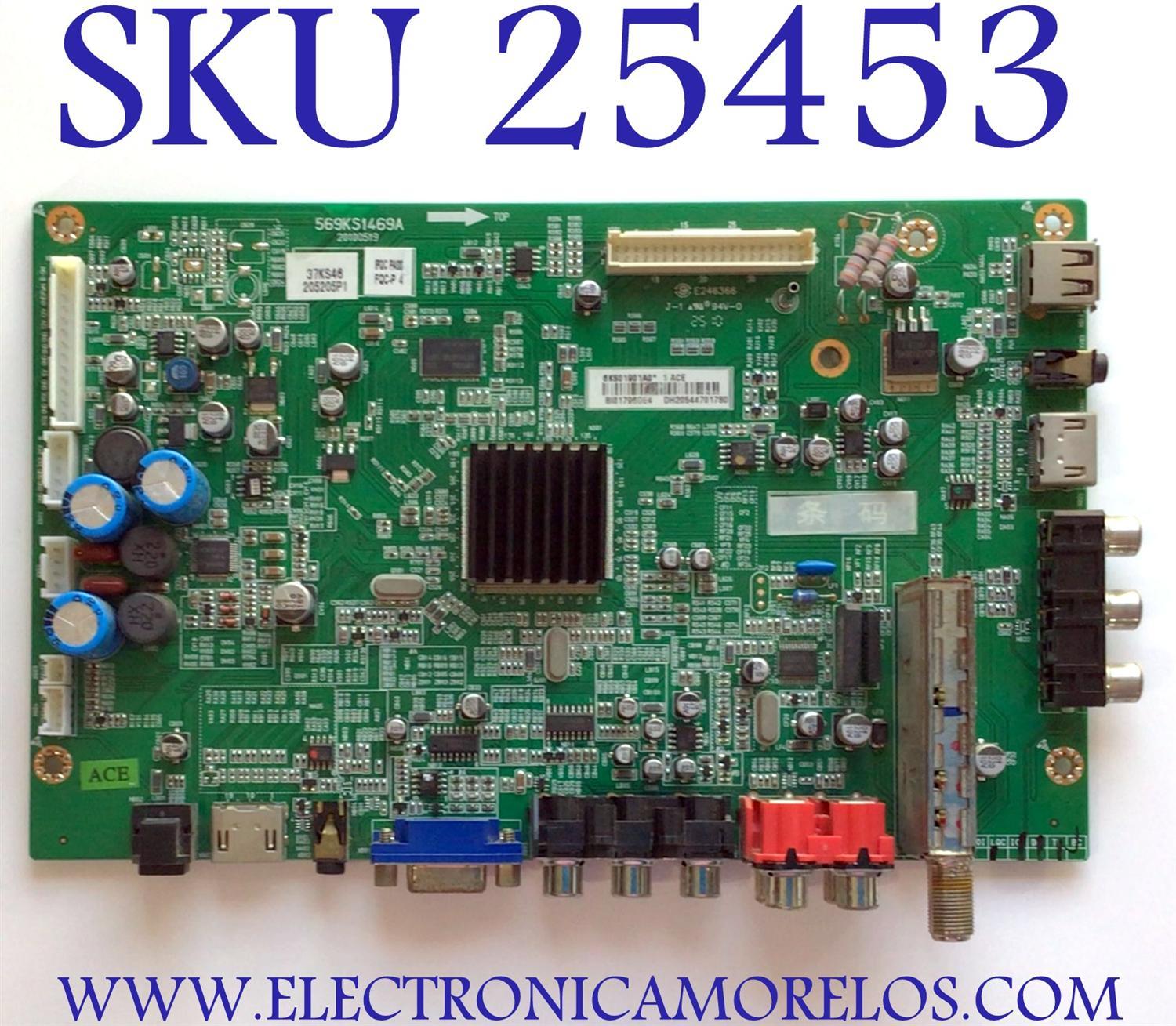 MAIN PARA TV DINEX / NUMERO DE PARTE 6KS01901A0 / 569KS1469A / 20100519 / PANEL V370B1-L03 / MODELO DX-37L130A11