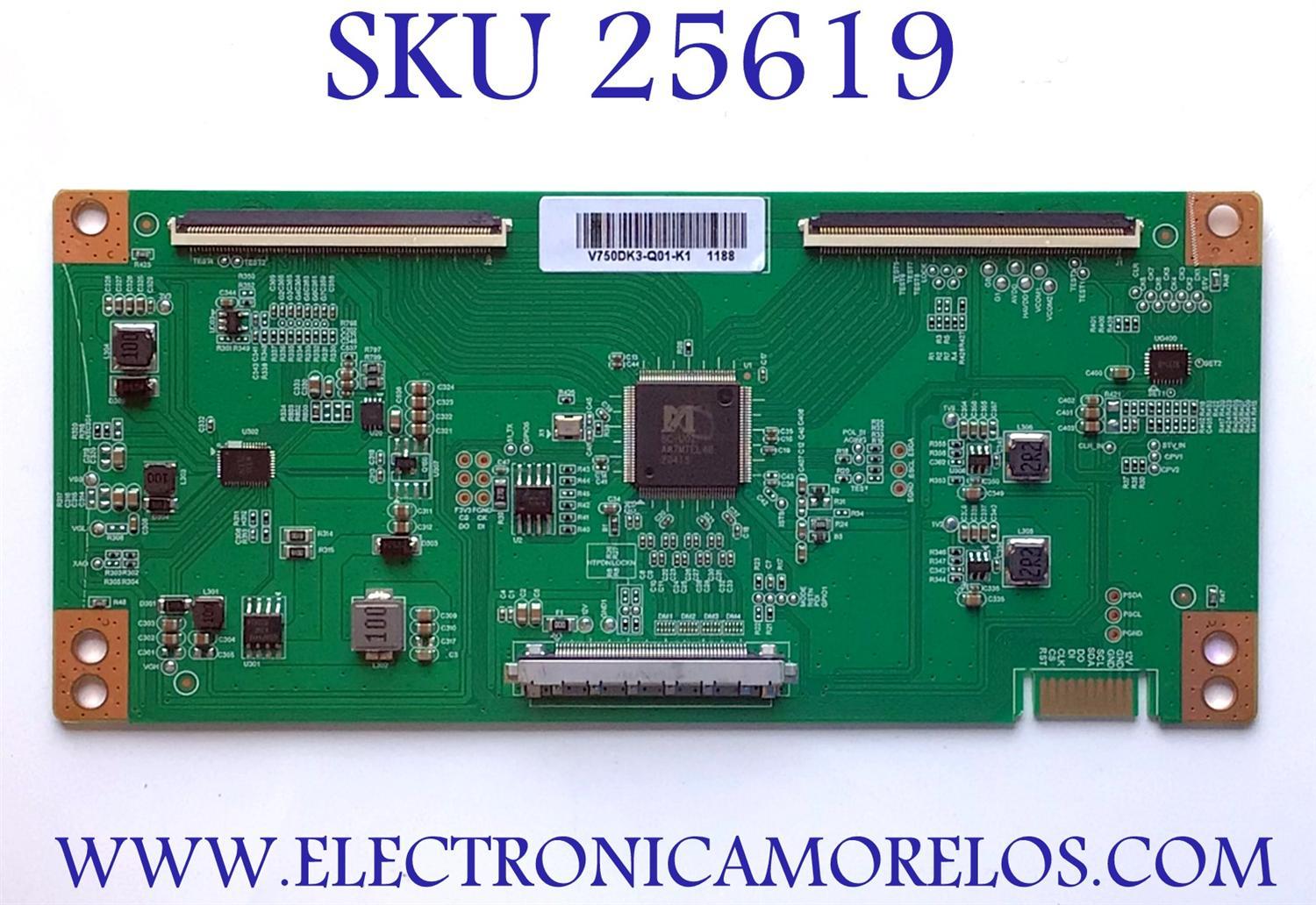 T-CON PARA TV RCA 4K UHD HDR SMART TV / NUMERO DE PARTE V750DK3-Q01-K1 / PANEL V750DK3-Q01 / MODELO RWOSU7547