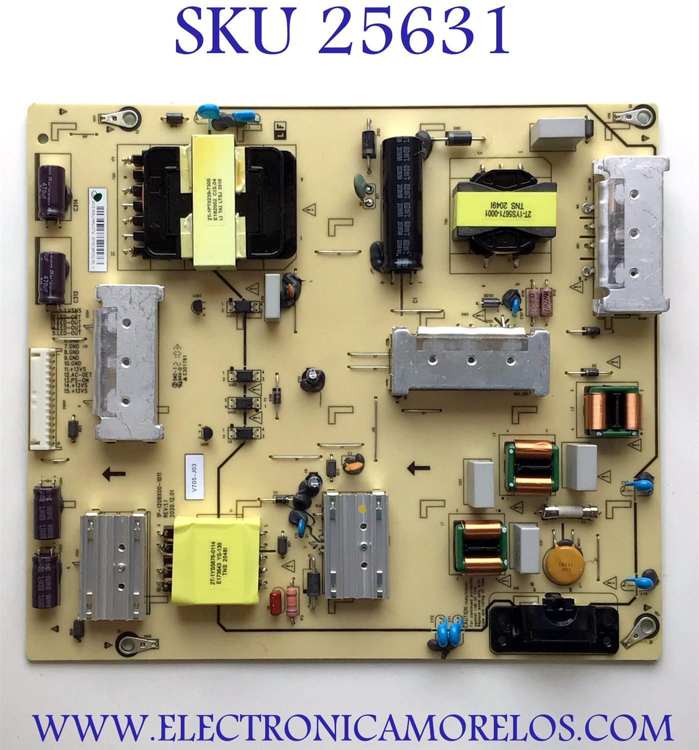 FUENTE DE PODER PARA TV VIZIO SMARTCAST 4K UHD HDR SMART TV / NUMERO DE PARTE 09-70CAR130-00 / 1P-120BX00-1011 / E301791 / PANEL SD700DUA-8 / MODELO V705-J03 / V705-J03 LFTGD7 / V705-J03 LFTGD7KX