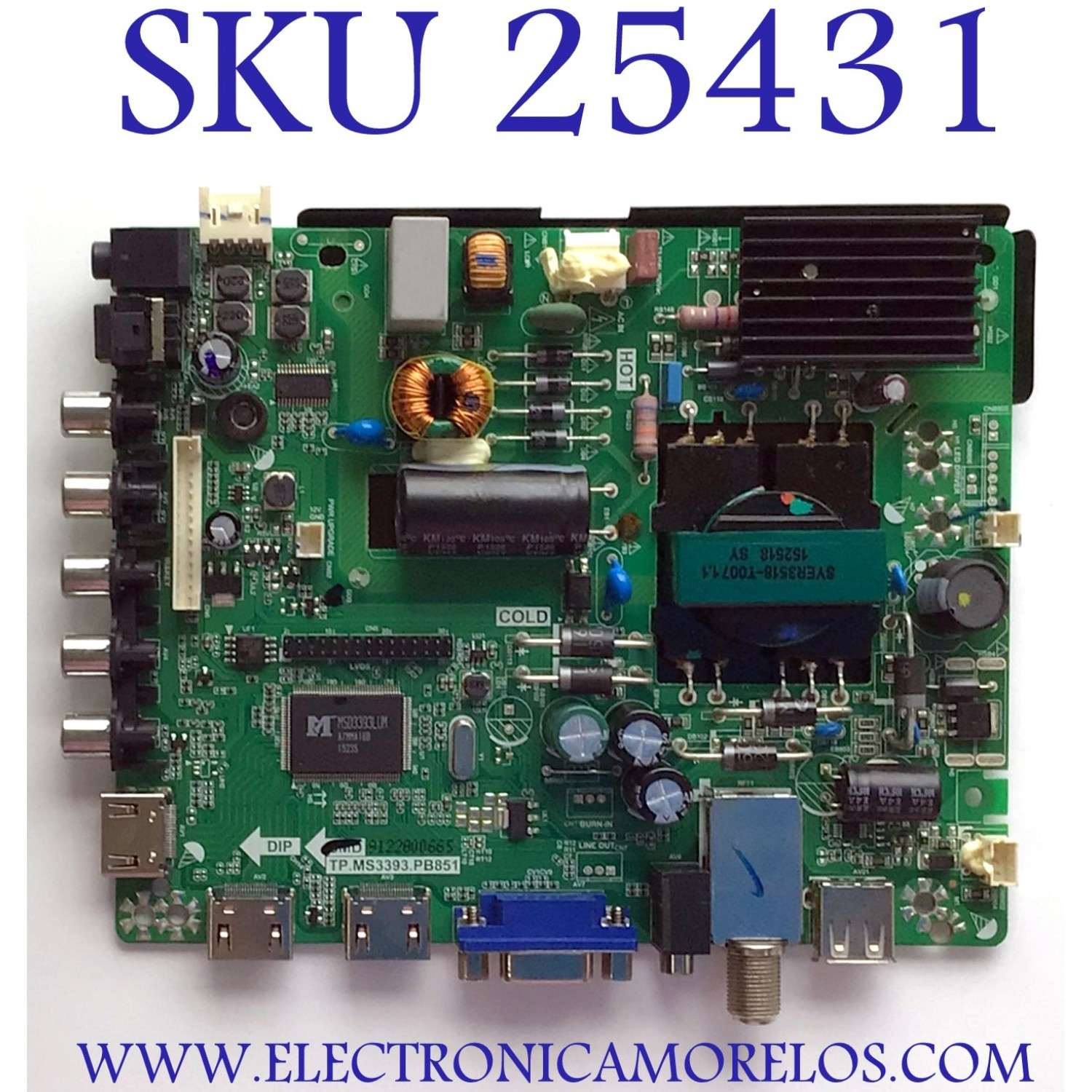 MAIN FUENTE PARA TV WESTINGHOUSE / NUMERO DE PARTE 34014063 / TP.MS3393.PB851 / H15071271 / MODELO DWM40F1Y1-C