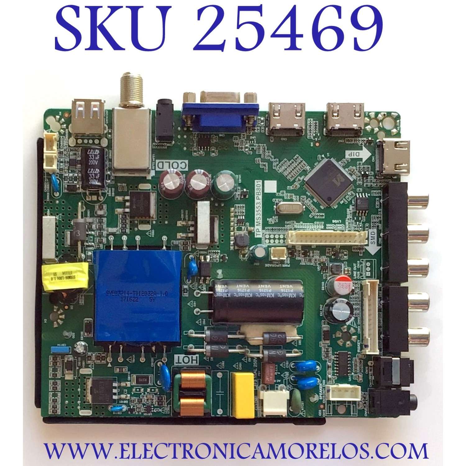 MAIN FUENTE (COMBO) PARA TV ELEMENT / NUMERO DE PARTE 21006013 / TP.MS3553.PB801 / W17060560 / V400HJ6-PE1 / 20170609_141024 / PANEL MD4012YTIF / MODELO ELFW4017BF